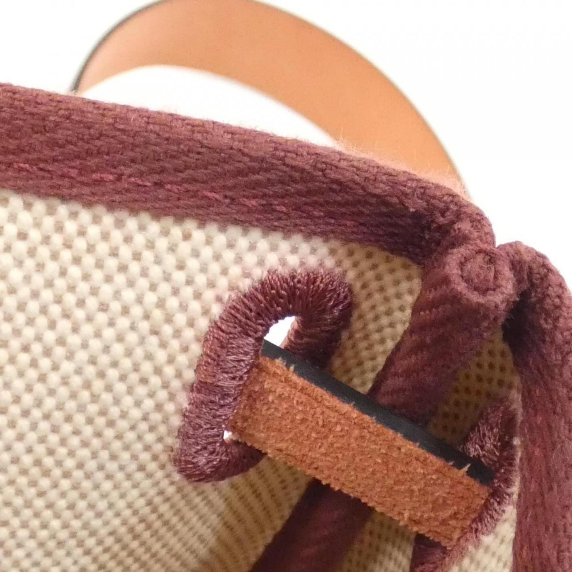 Hermes Beige Ecru Rouge H Canvas Leather Shoulder Bag (Pre-Owned)