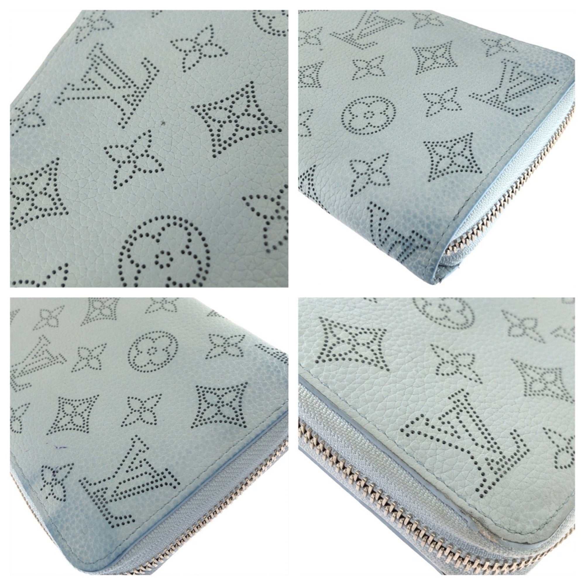 Louis Vuitton Light Blue Leather Long Wallet (Bi-Fold) (Pre-Owned)