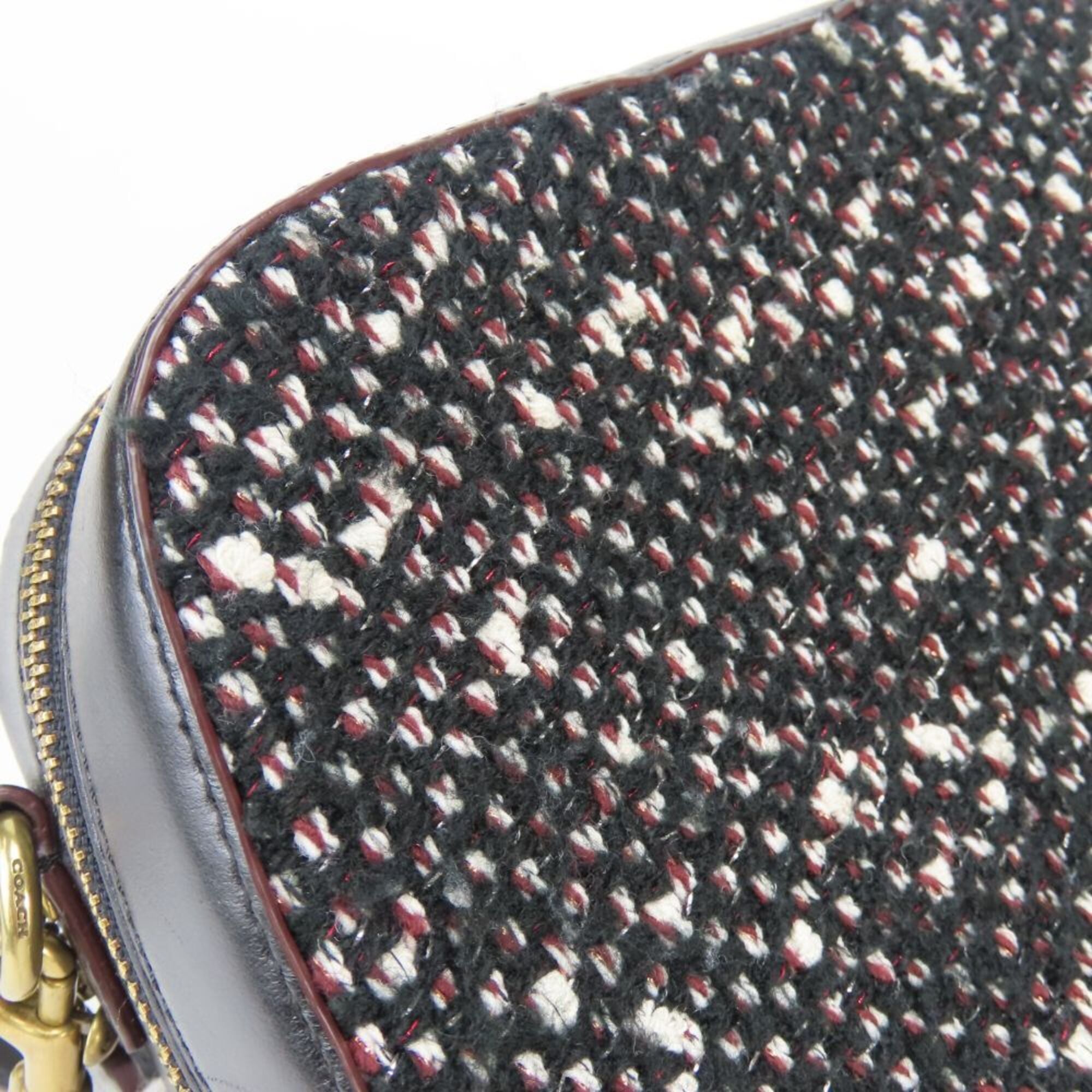 Coach Black Bordeaux Leather Tweed Shoulder Bag (Pre-Owned)