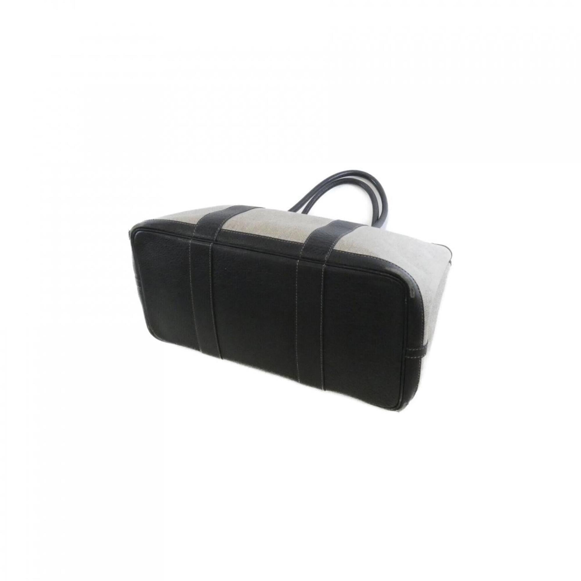 Hermes Black Toile H Buffle Skipper Leather Handbag (Pre-Owned)
