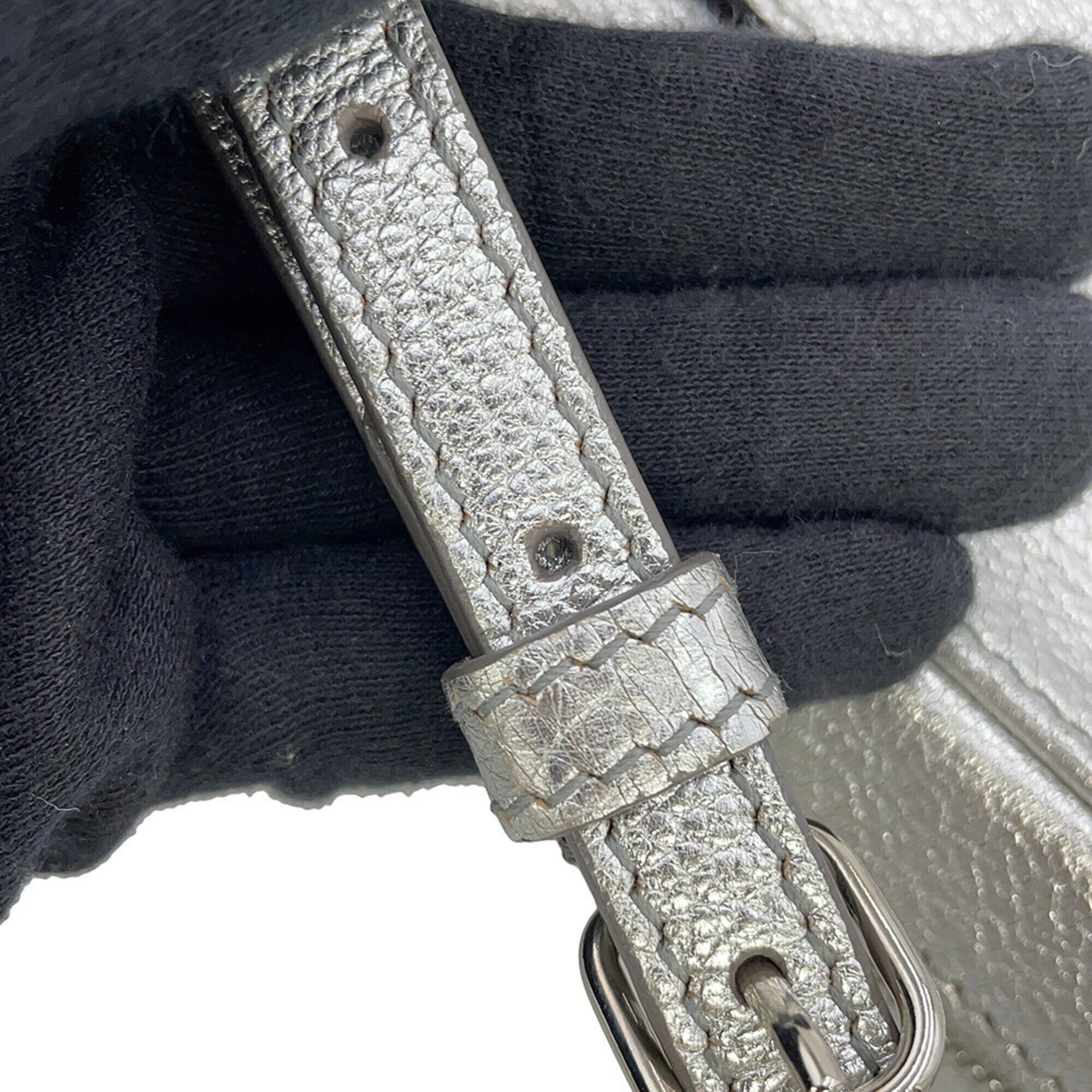 Balenciaga Silver Leather Handbag Shoulder Bag (Pre-Owned)