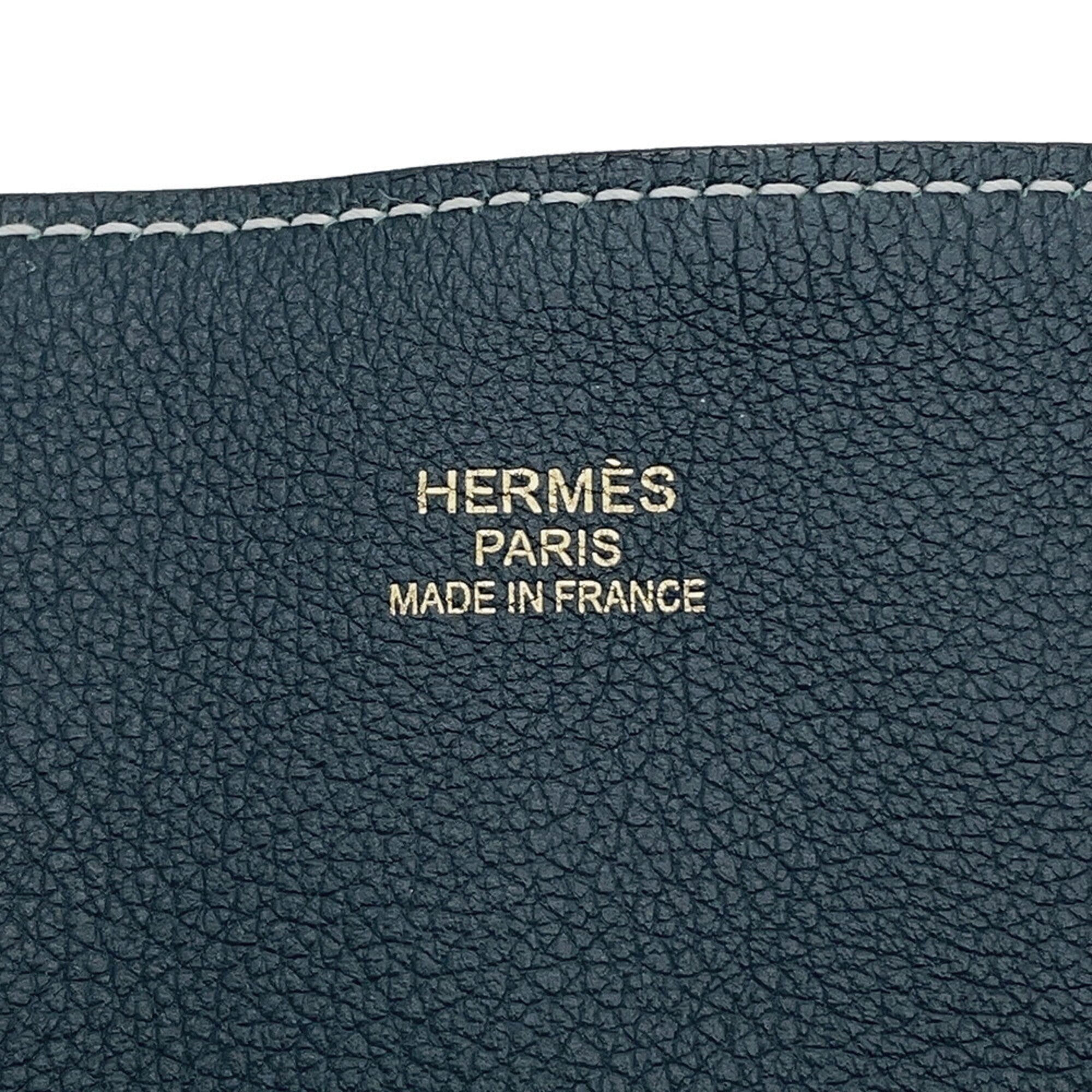 Hermes Blue Atoll Colvert Taurillon Clemence Leather Swift Leather Tote Bag (Pre-Owned)