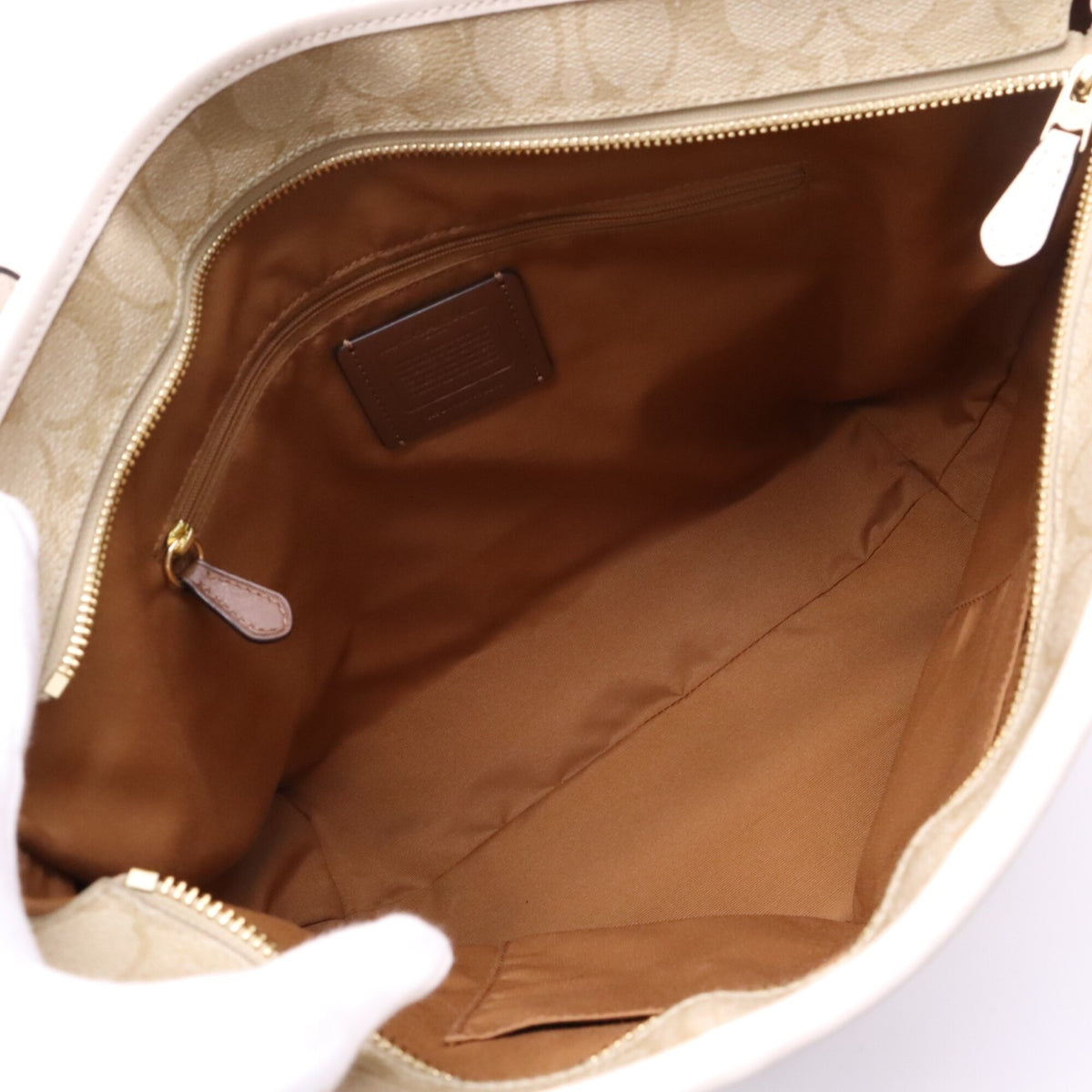 Coach Beige White Canvas Tote Bag (Pre-Owned)