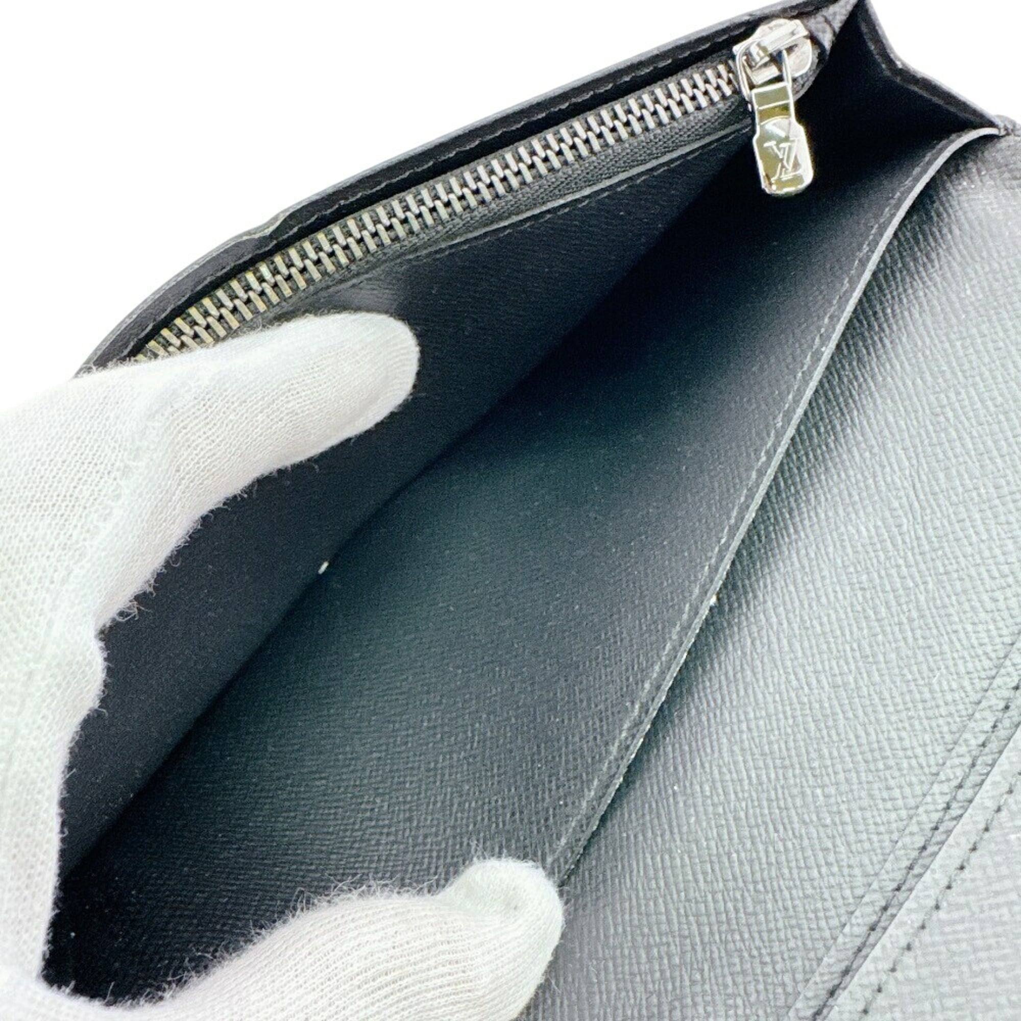 Louis Vuitton Monogram Eclipse Black Leather Long Wallet (Bi-Fold) (Pre-Owned)