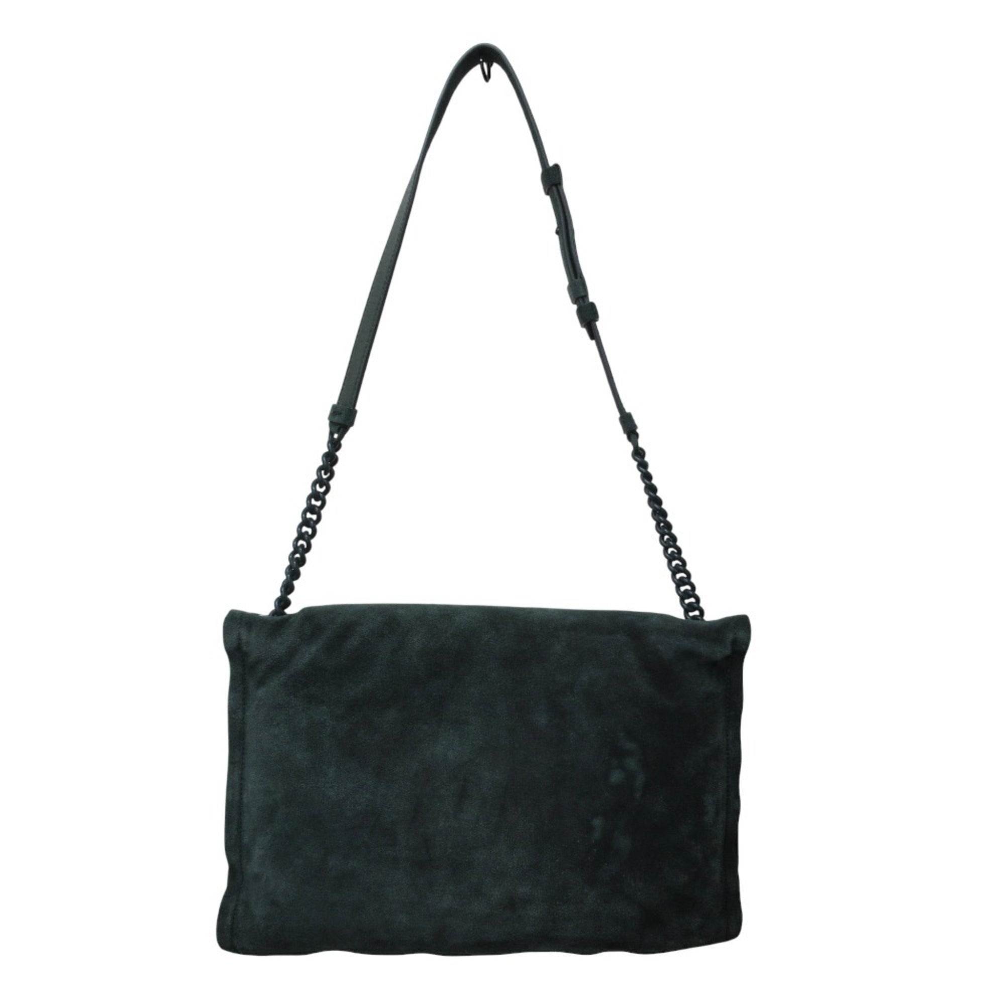 Salvatore Ferragamo Green Suede Shoulder Bag (Pre-Owned)