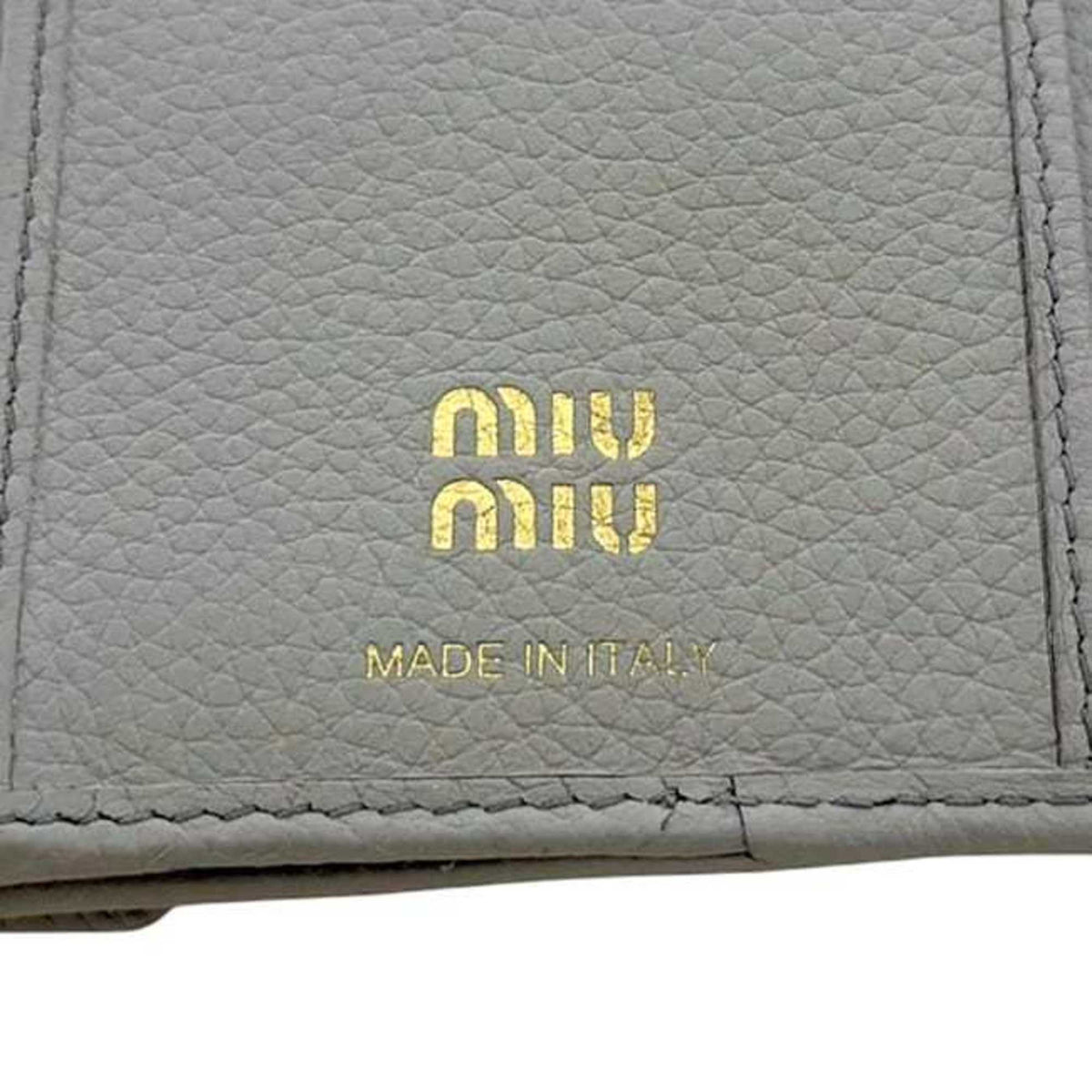 Miu Miu Gray Leather Wallet (Tri-Fold) (Pre-Owned)