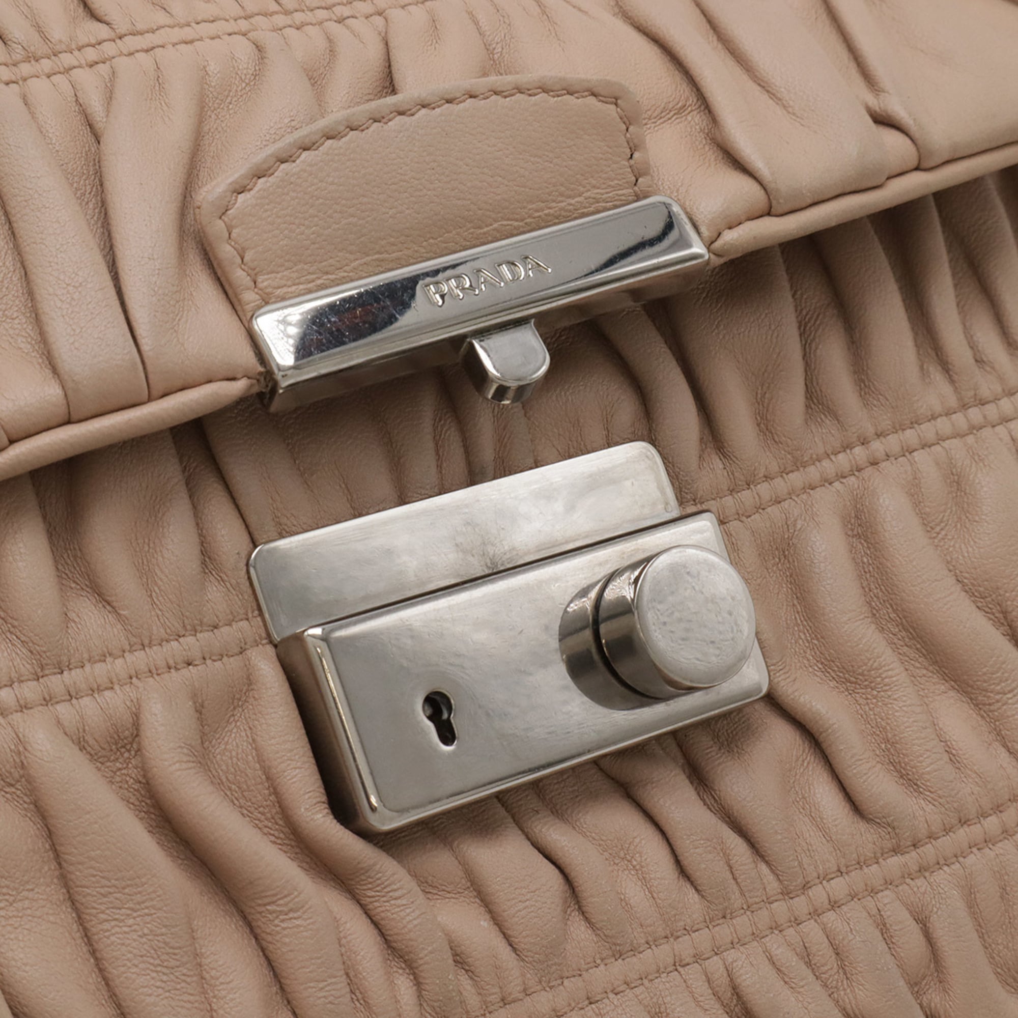 Prada Beige Nappa Leather Shoulder Bag (Pre-Owned)