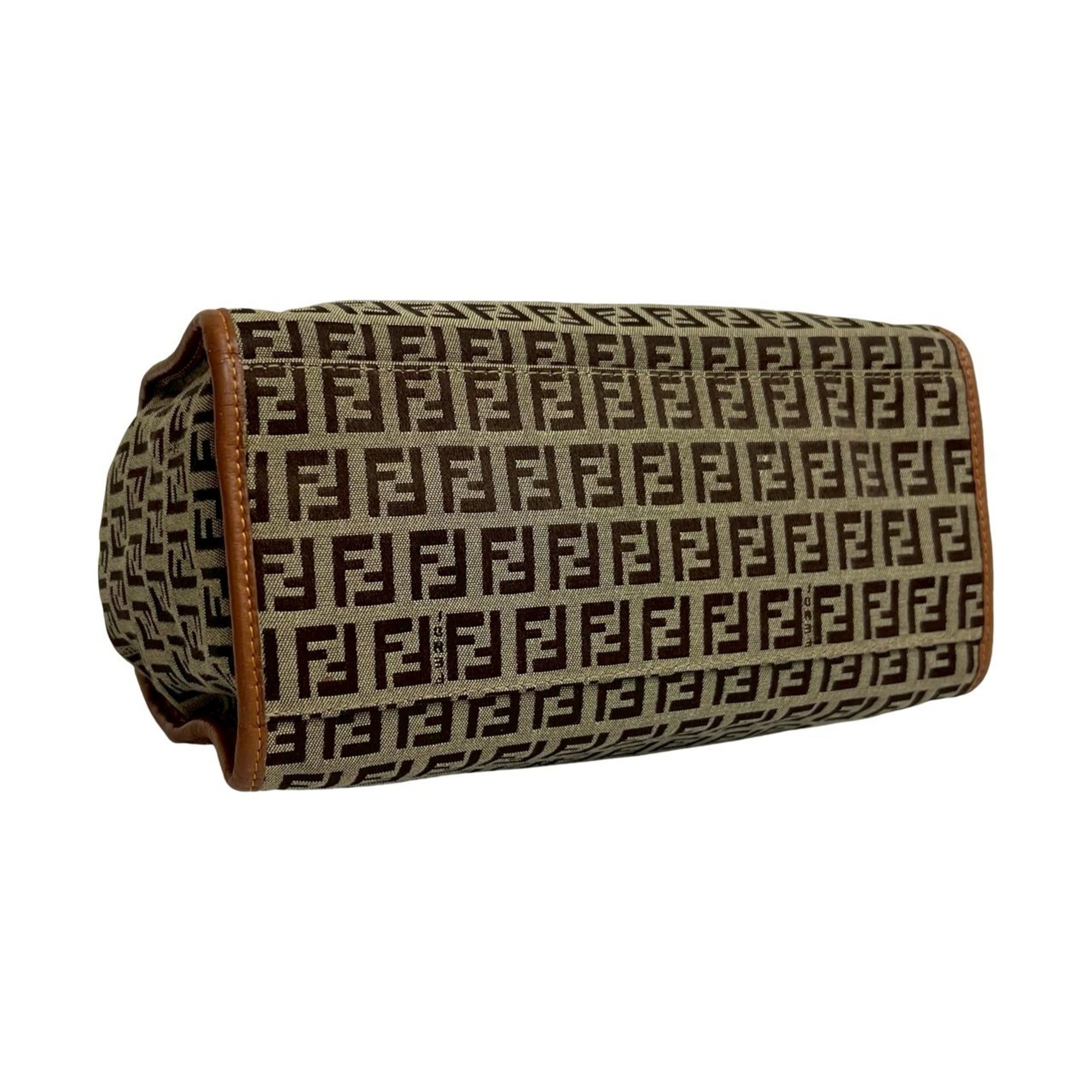 Fendi Brown Canvas Leather Handbag Tote Bag (Pre-Owned)
