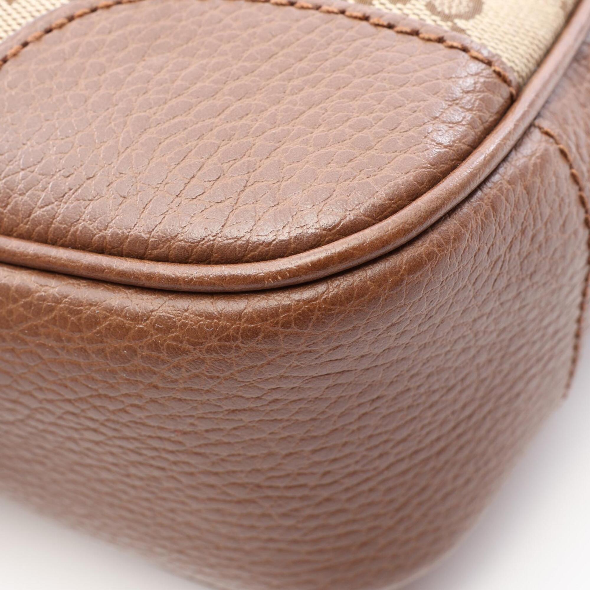 Gucci Beige Brown Gg Canvas Leather Handbag Shoulder Bag (Pre-Owned)