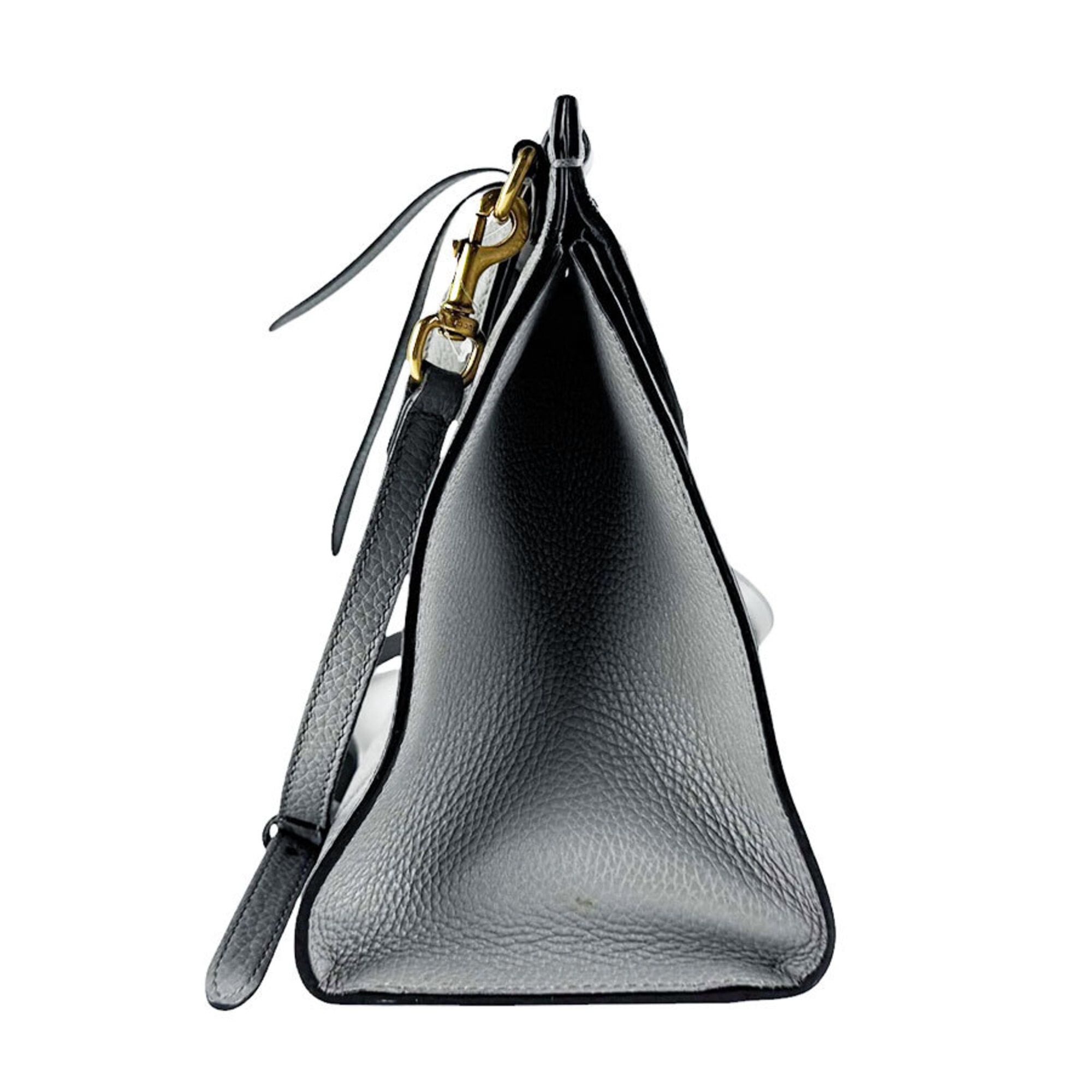 Gucci Gray Leather Handbag Shoulder Bag (Pre-Owned)