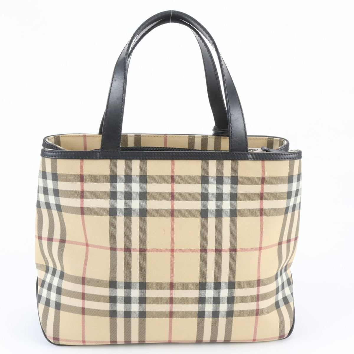 Burberry Beige Leather Coated Canvas Handbag Shoulder Bag Tote Bag (Pre-Owned)