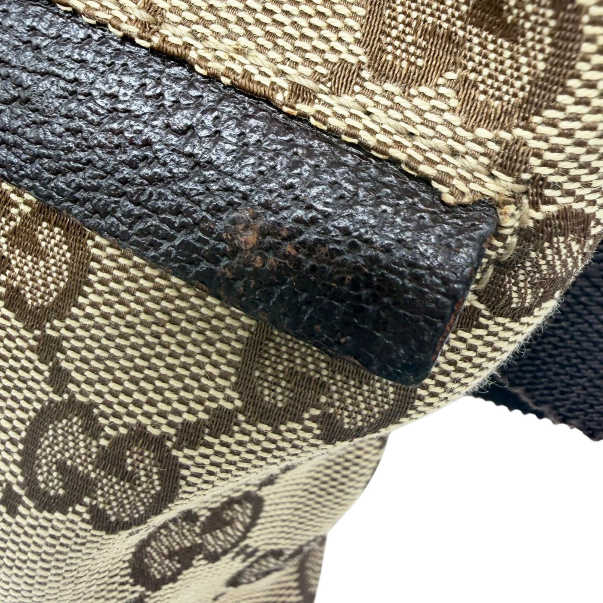 Gucci Beige Dark Brown Canvas Leather Fanny Pack (Pre-Owned)