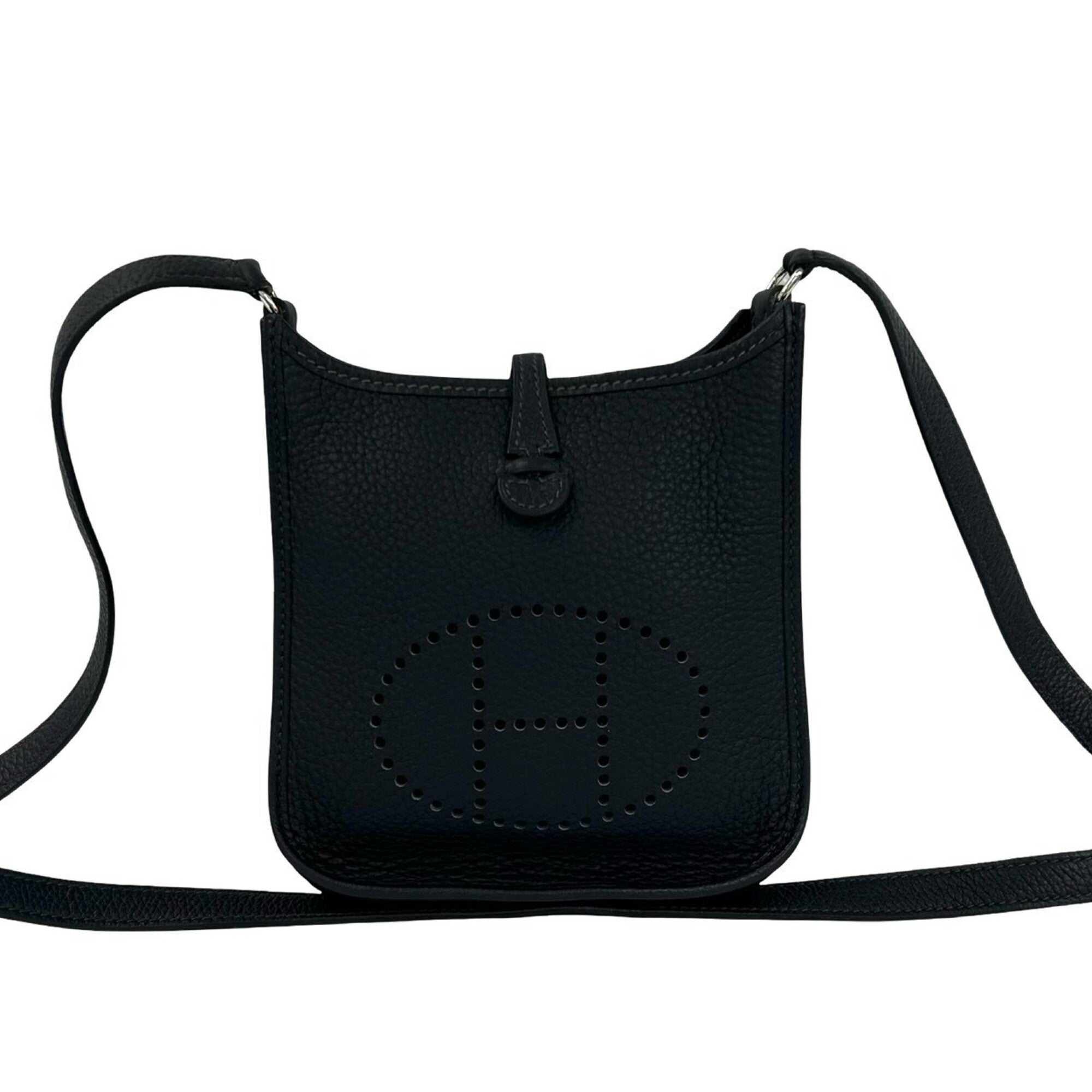 Hermes Navy Taurillon Clemence Leather Pochette Shoulder Bag (Pre-Owned)