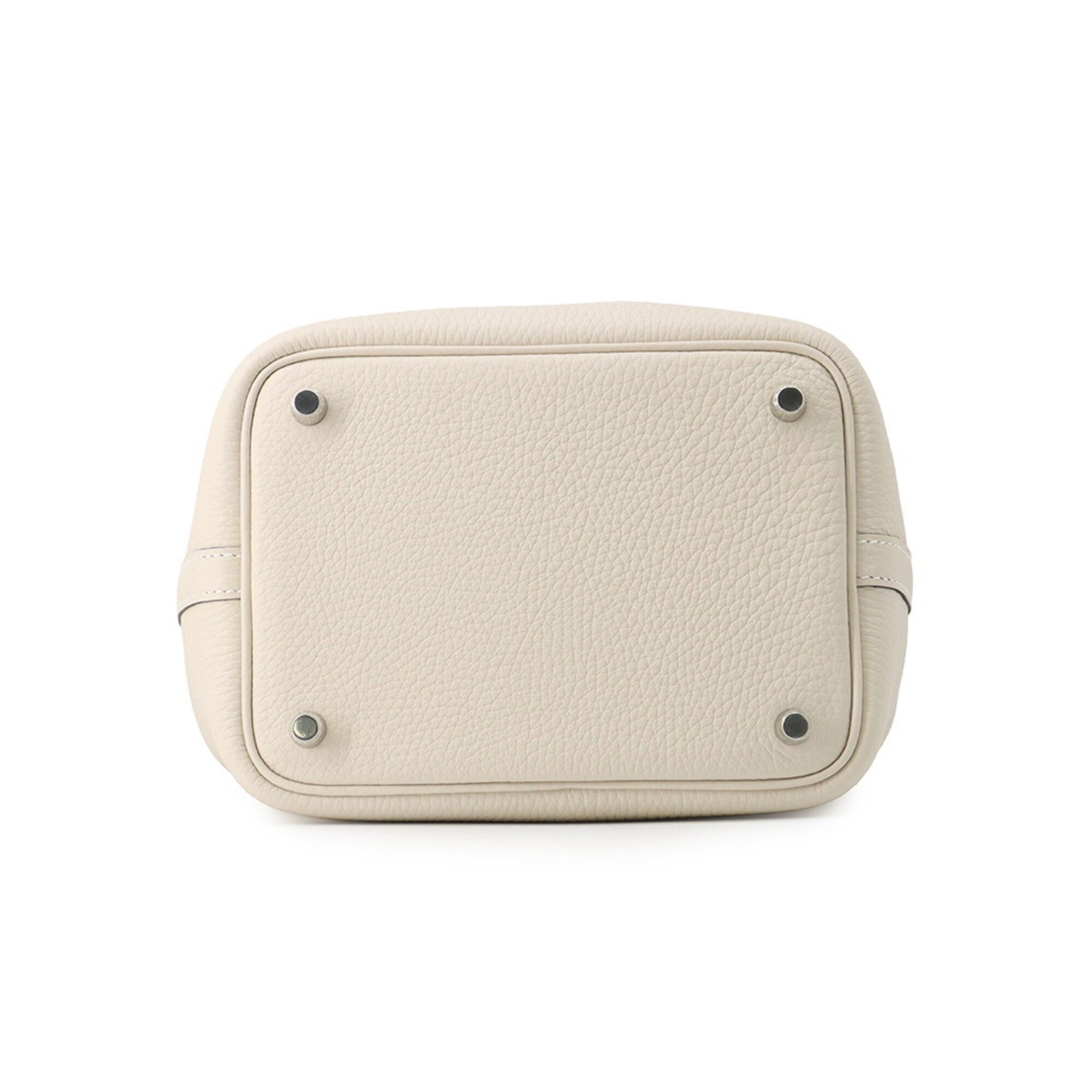 Hermes Beige Gray Ivory Taurillon Clemence Leather Handbag (Pre-Owned)