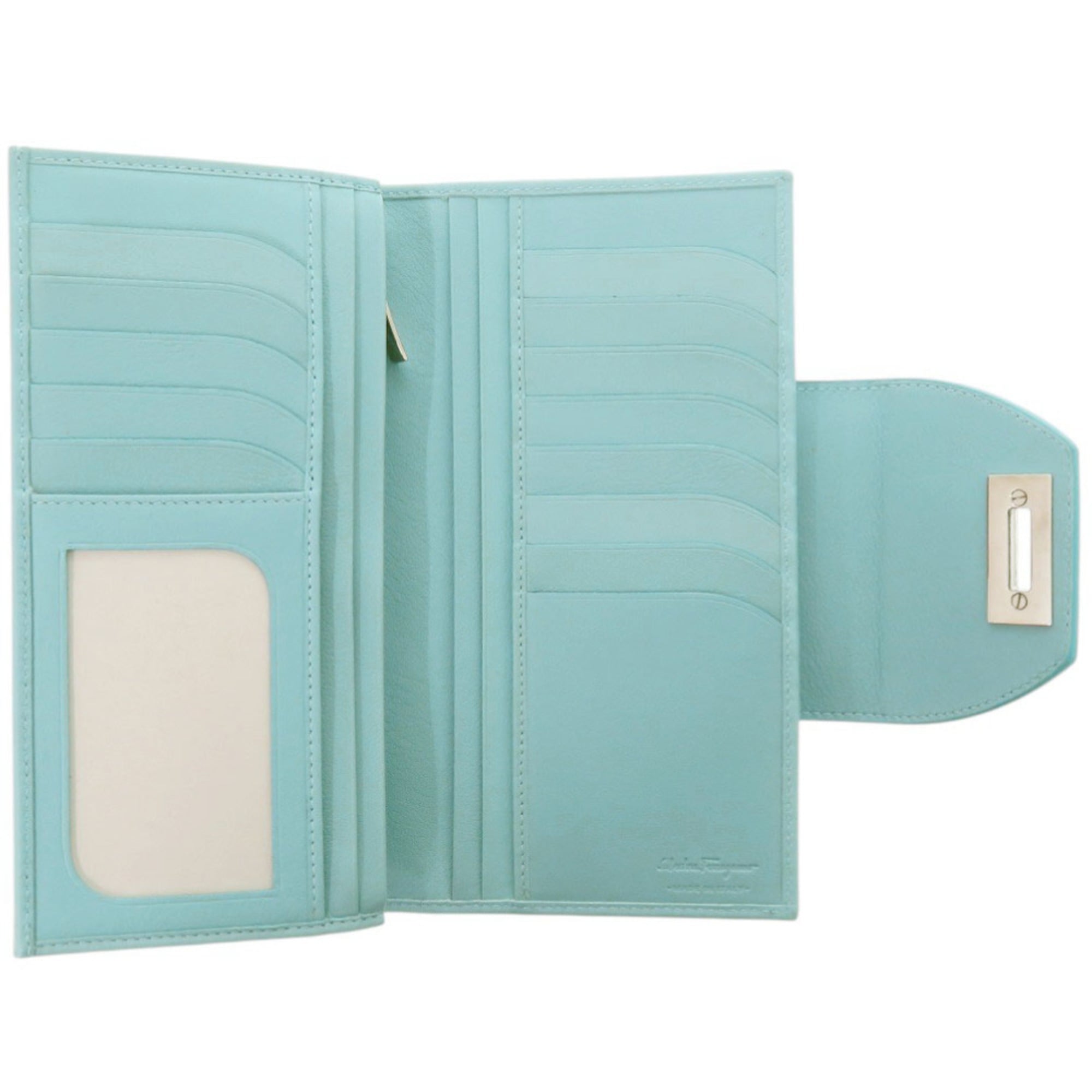Salvatore Ferragamo Light Blue Leather Long Wallet (Bi-Fold) (Pre-Owned)