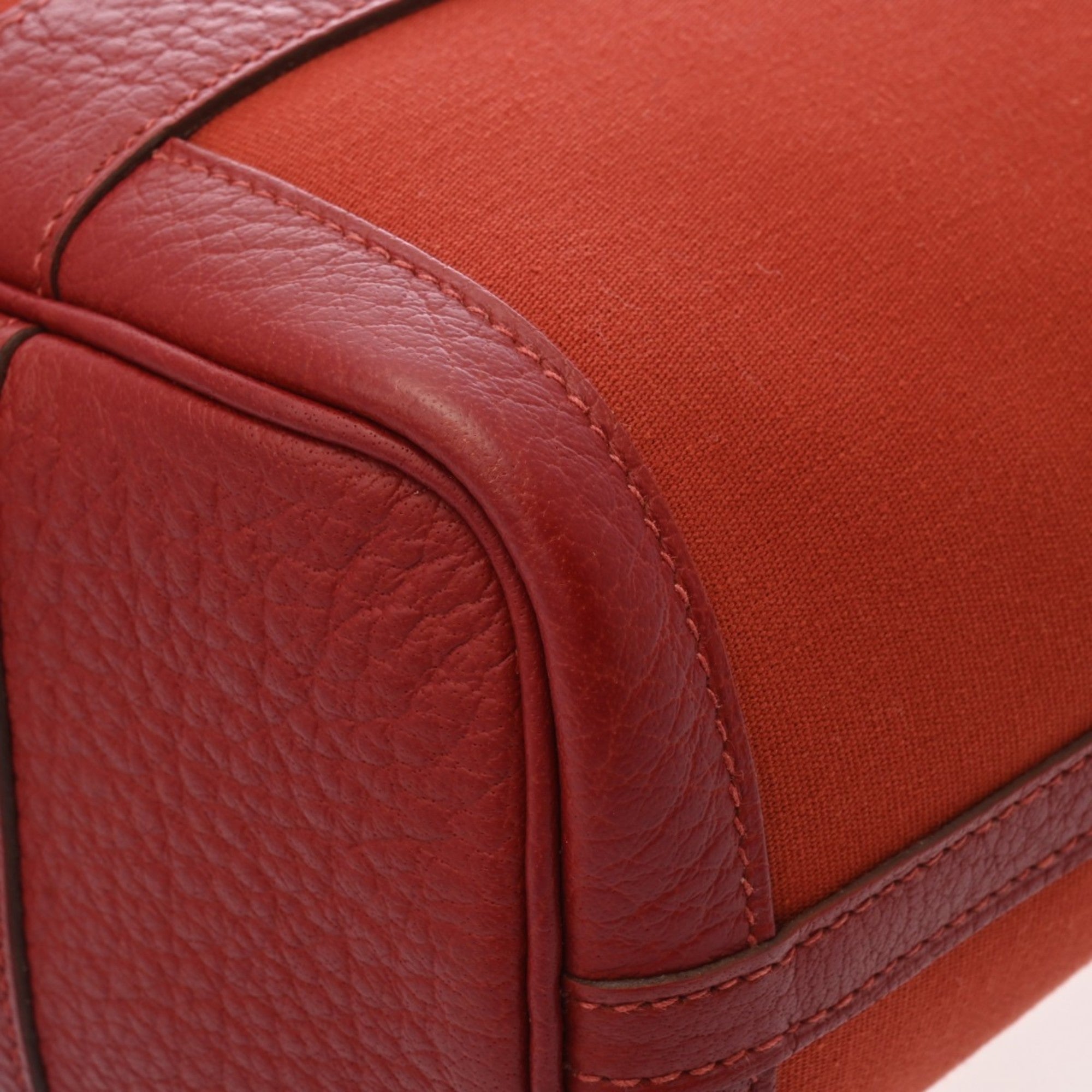Hermes Rouge Garance Toile Officier Negonda Leather Handbag (Pre-Owned)