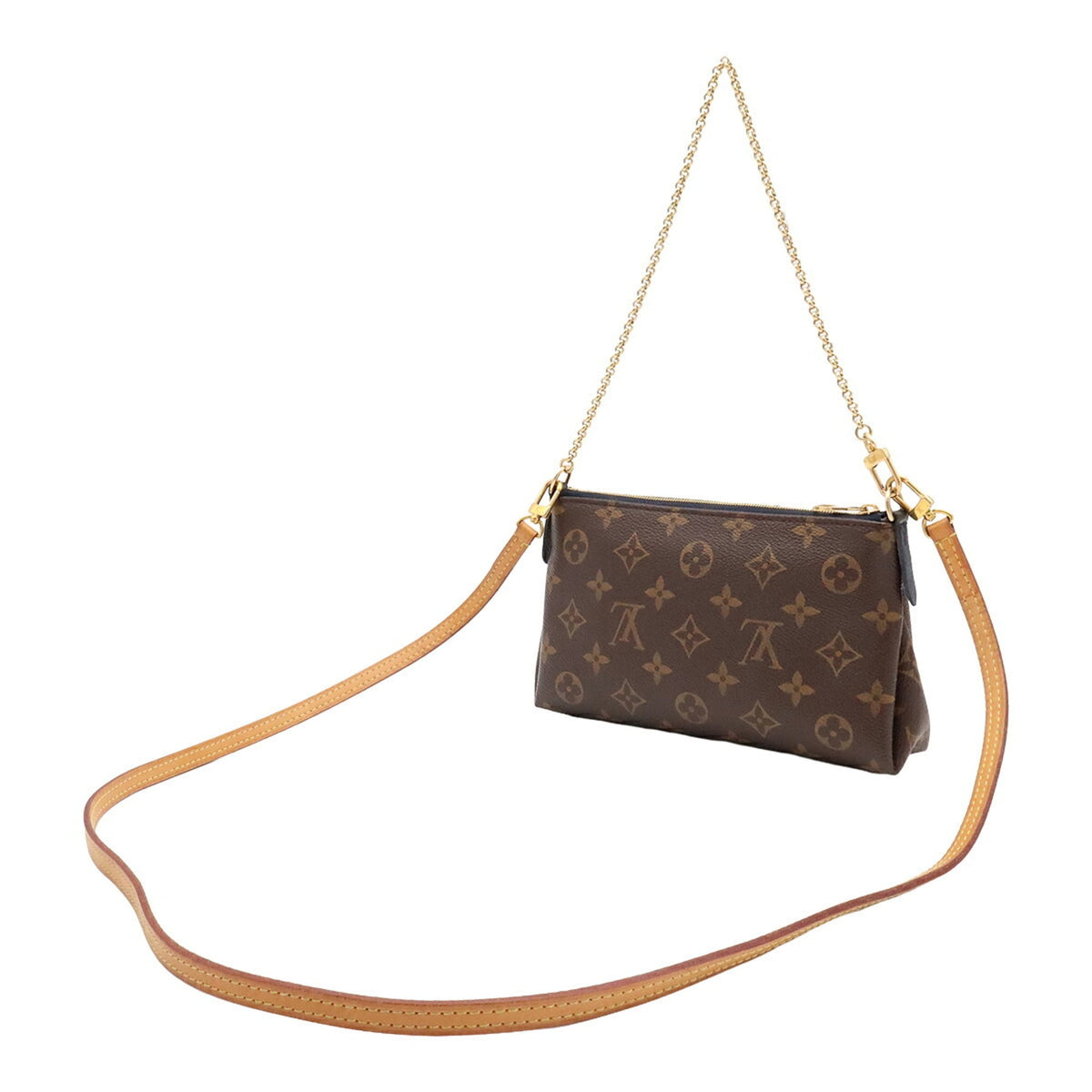 Louis Vuitton Navy Blue Monogram Leather Clutch Bag Shoulder Bag (Pre-Owned)