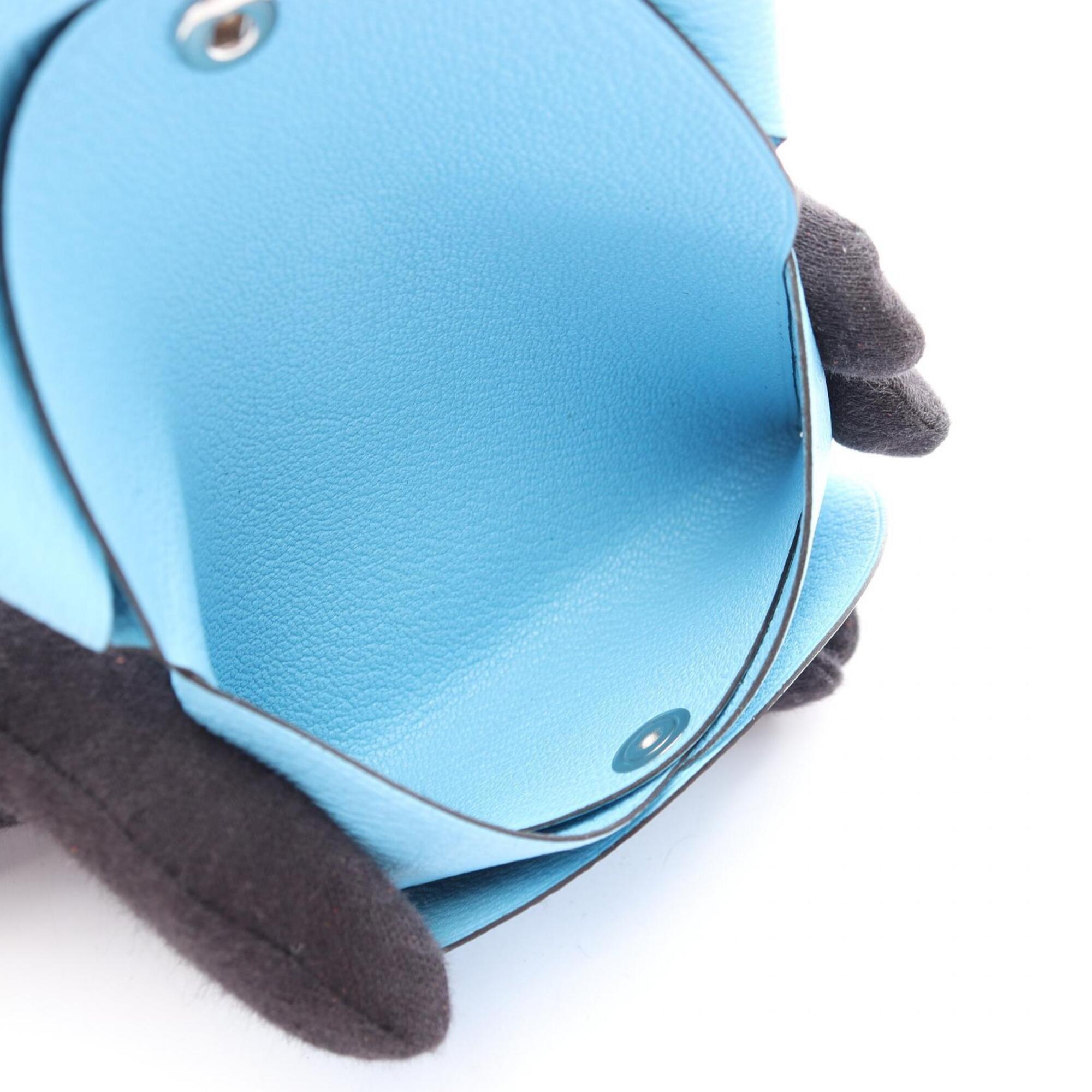 Hermes Blue Chevre Leather Coin Purse/Coin Case (Pre-Owned)