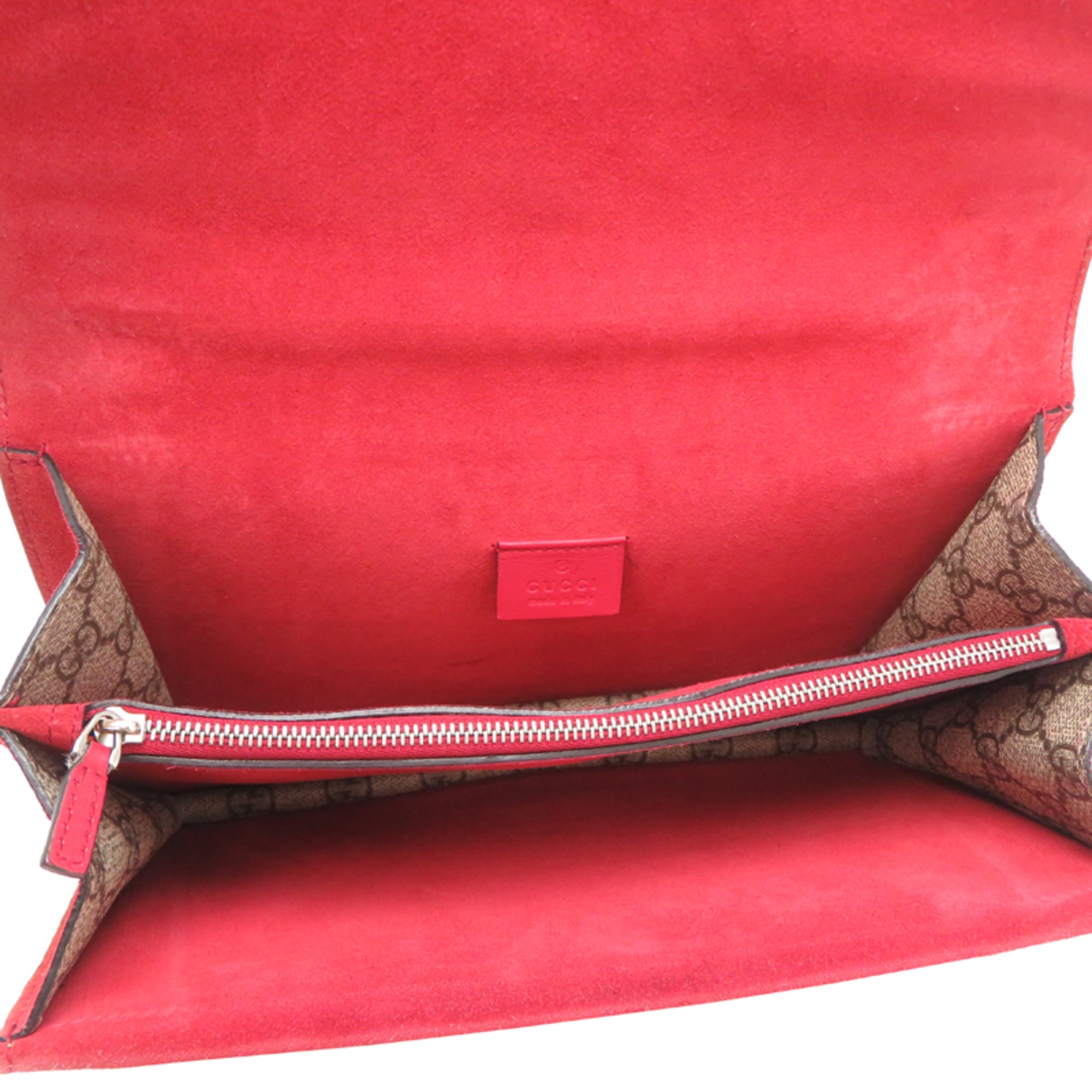 Gucci Beige Red Color Gg Supreme Shoulder Bag (Pre-Owned)