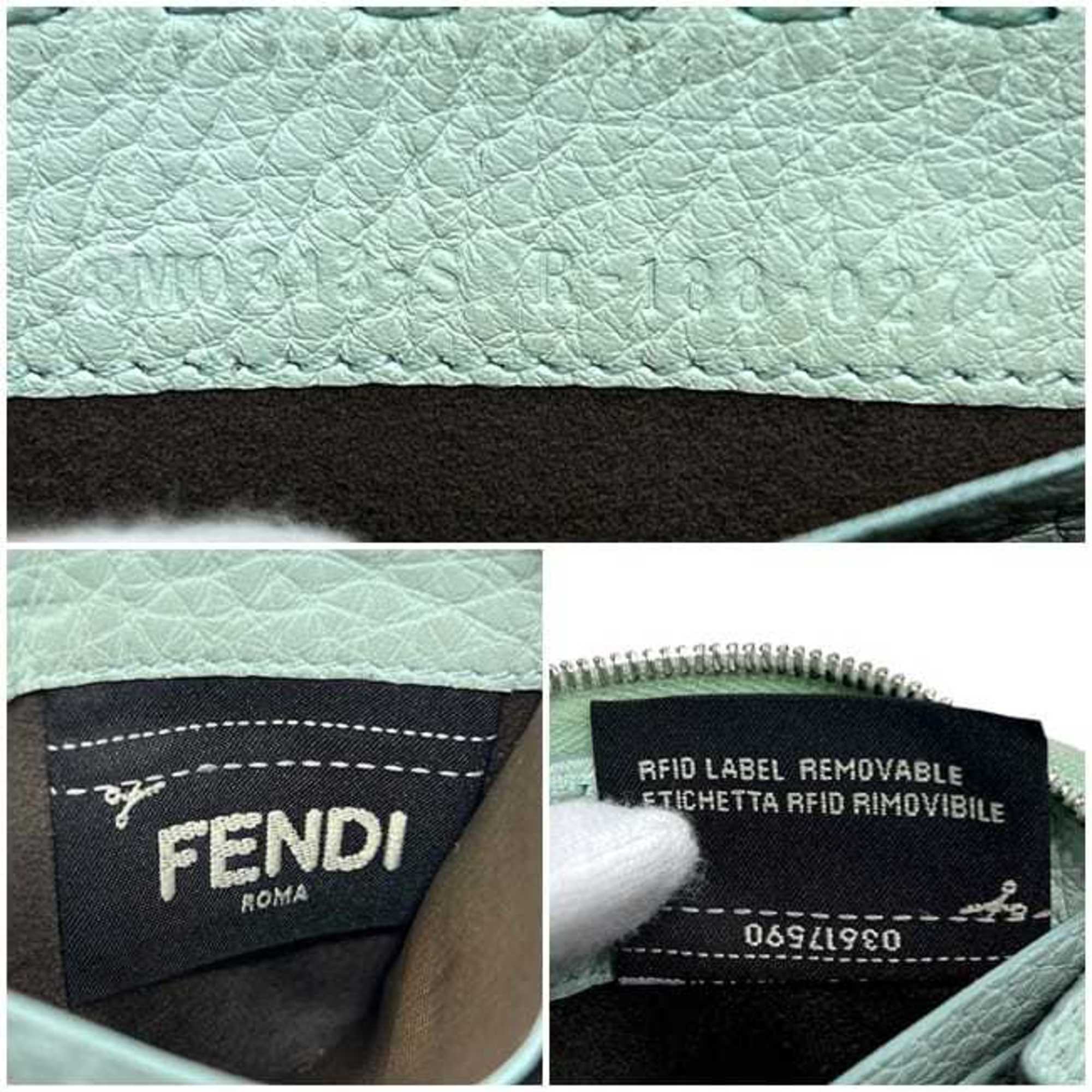 Fendi Light Green Leather Coin Purse/Coin Case (Pre-Owned)