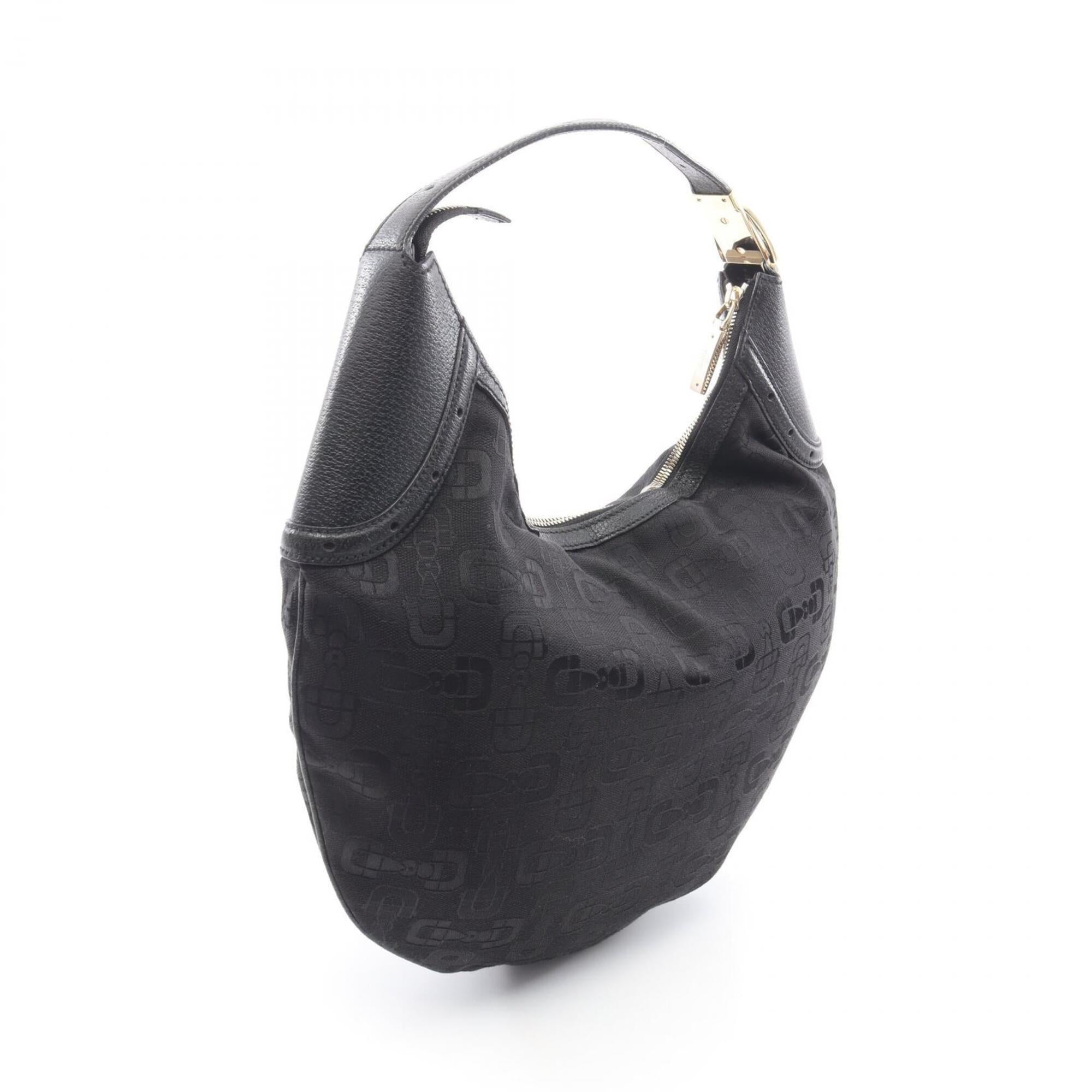 Gucci Black Canvas Leather Handbag Shoulder Bag (Pre-Owned)