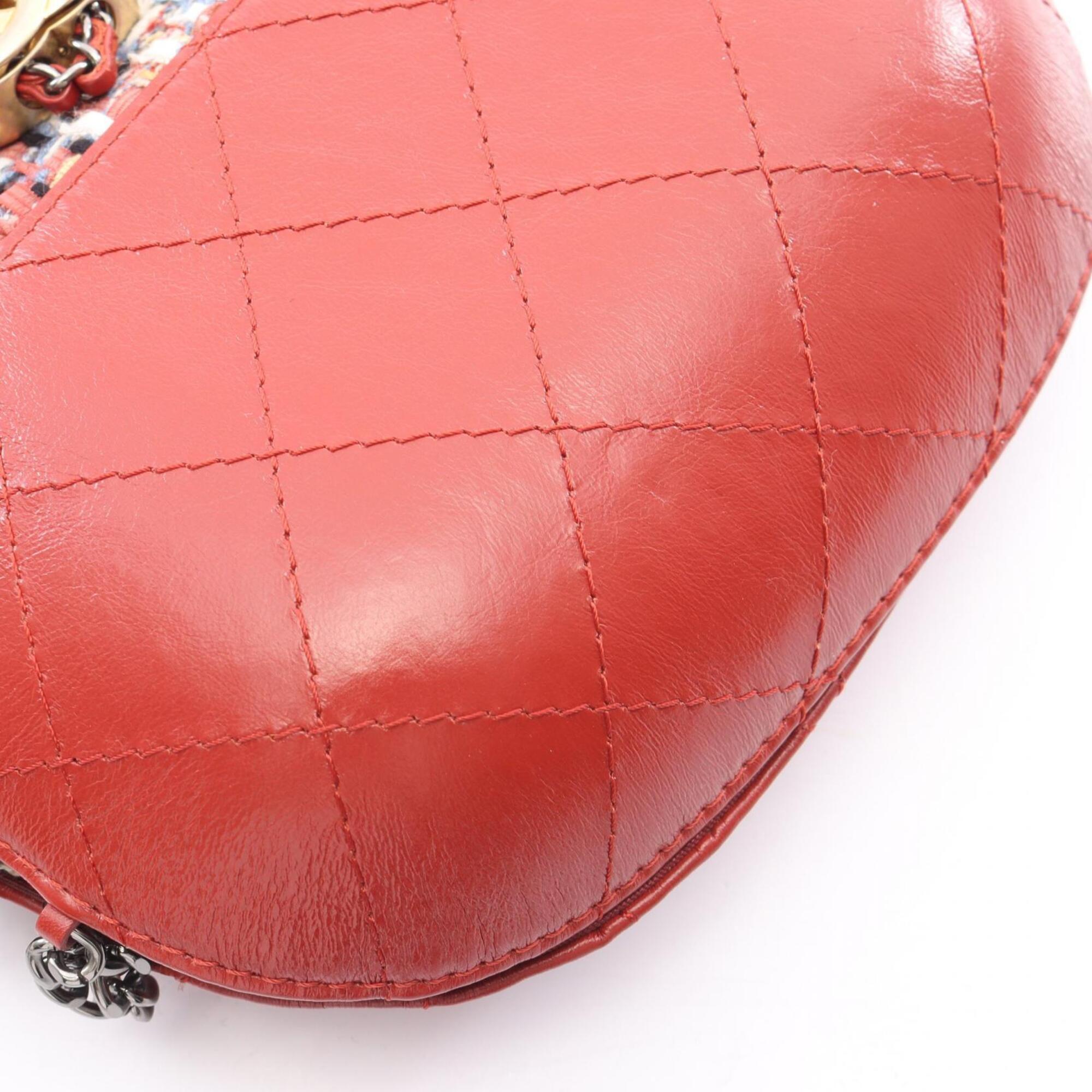 Chanel Bordeaux Multi-Color Fabric Leather Handbag Shoulder Bag (Pre-Owned)