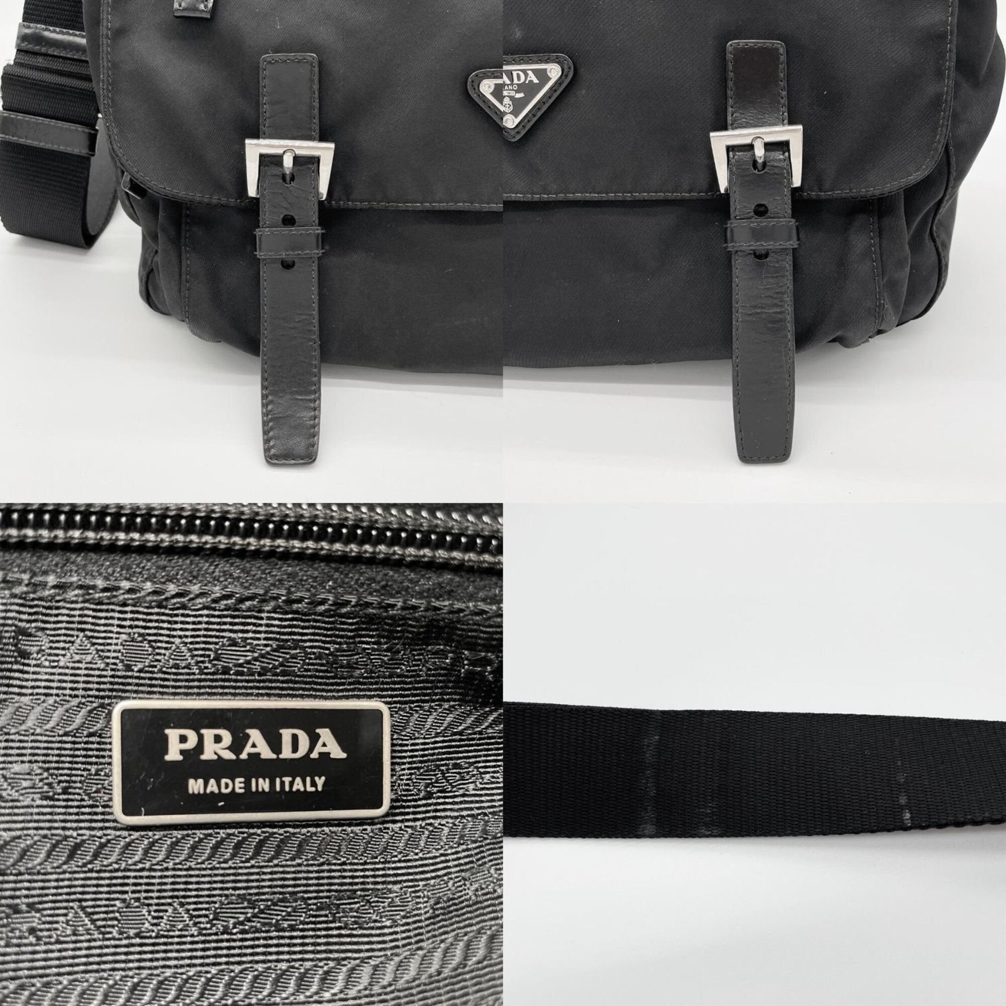 Prada Black Nylon Leather Shoulder Bag (Pre-Owned)