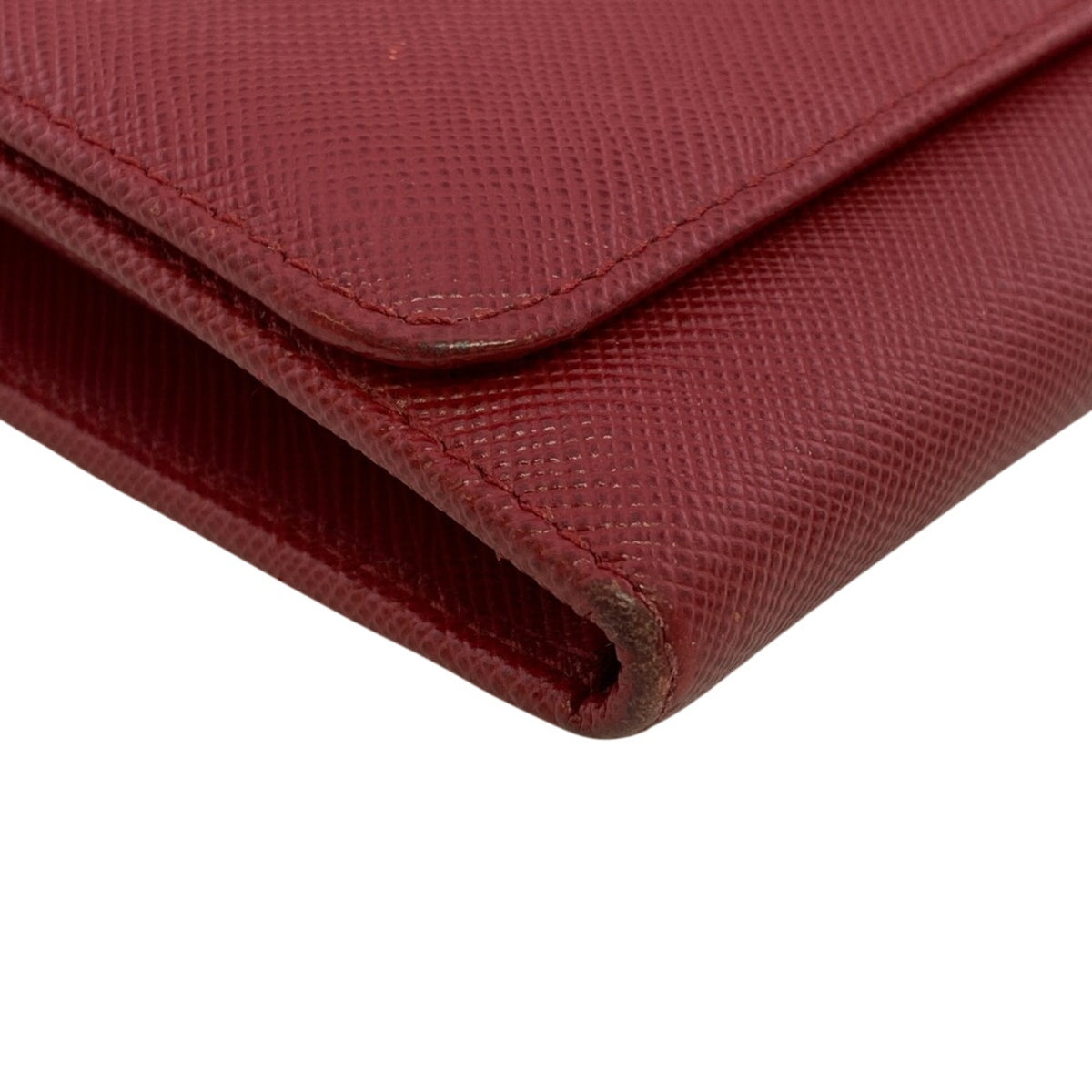Prada Saffiano Red Color Leather Wallet (Bi-Fold) (Pre-Owned)