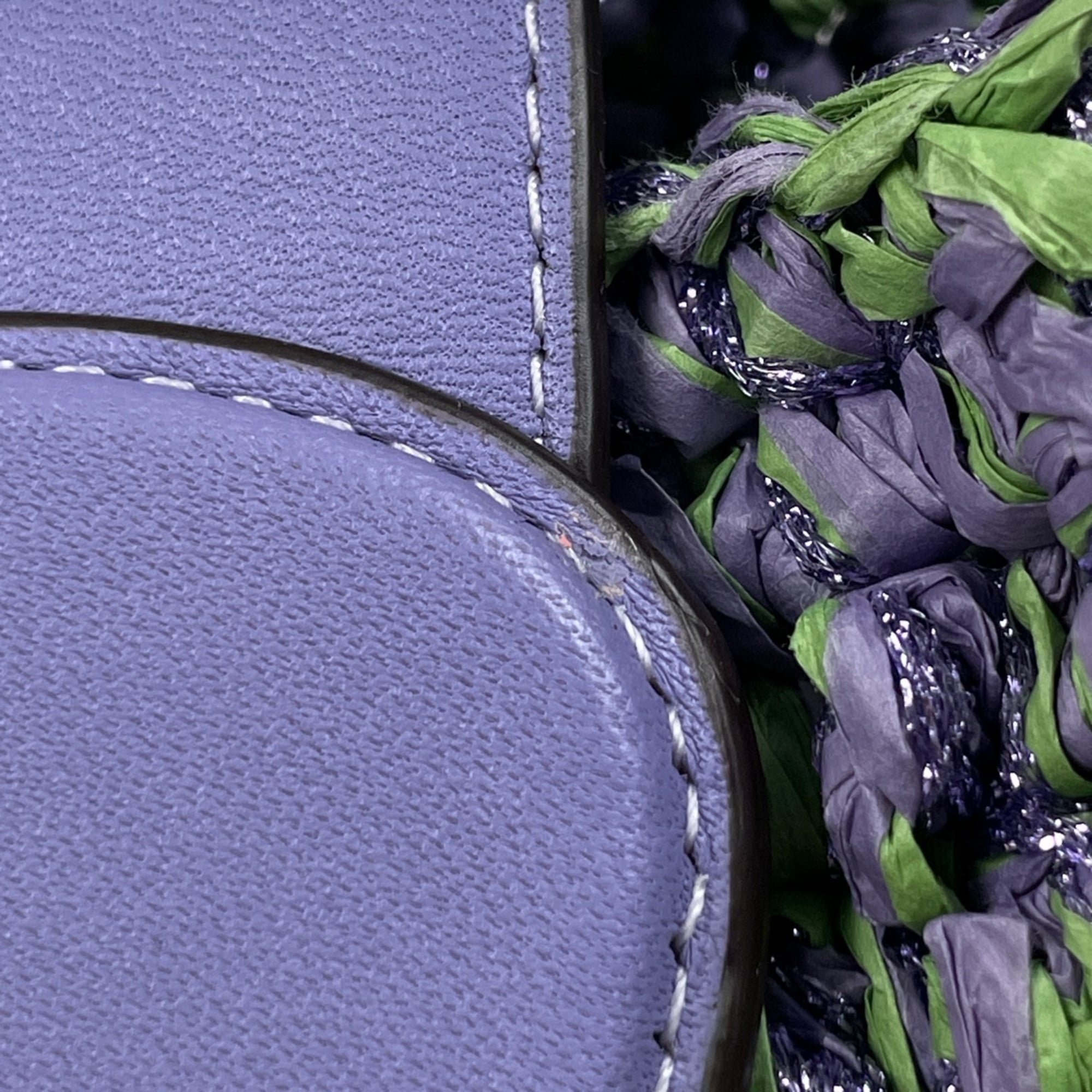 Coach Green Purple Straw Leather Handbag Tote Bag (Pre-Owned)