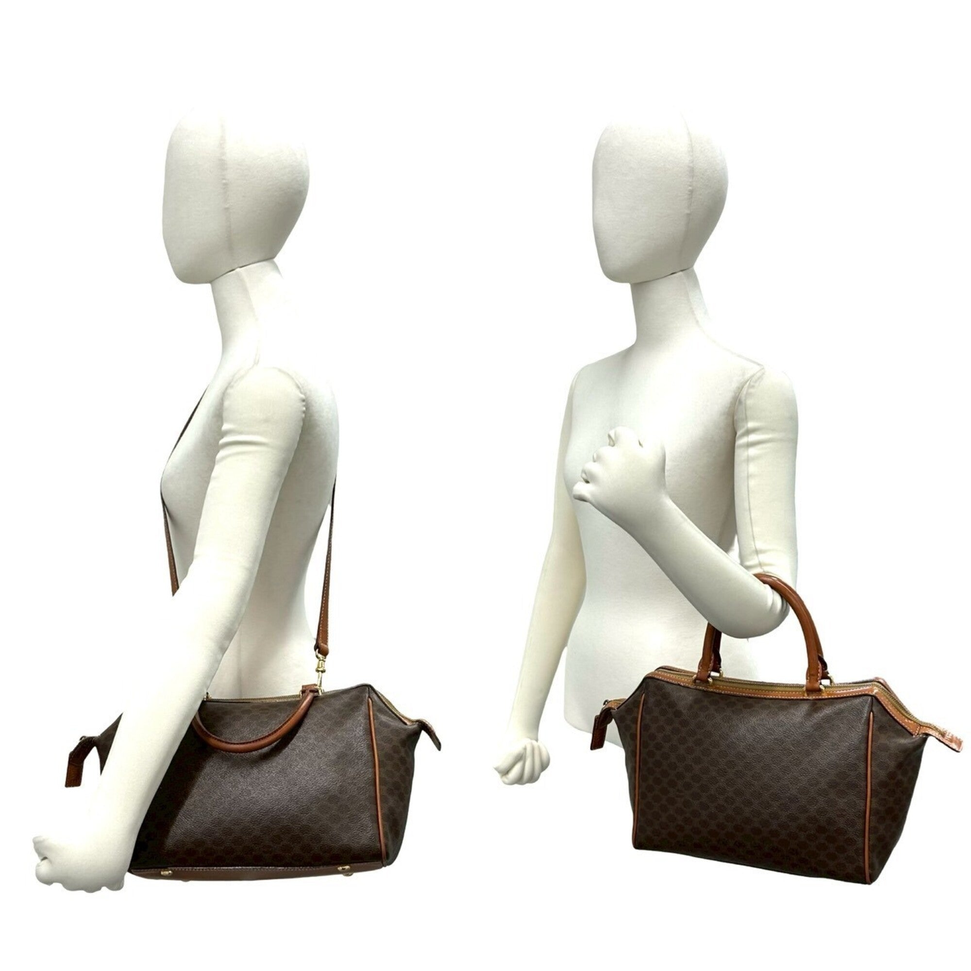 Celine Brown Pvc Leather Boston Bag Handbag Shoulder Bag (Pre-Owned)