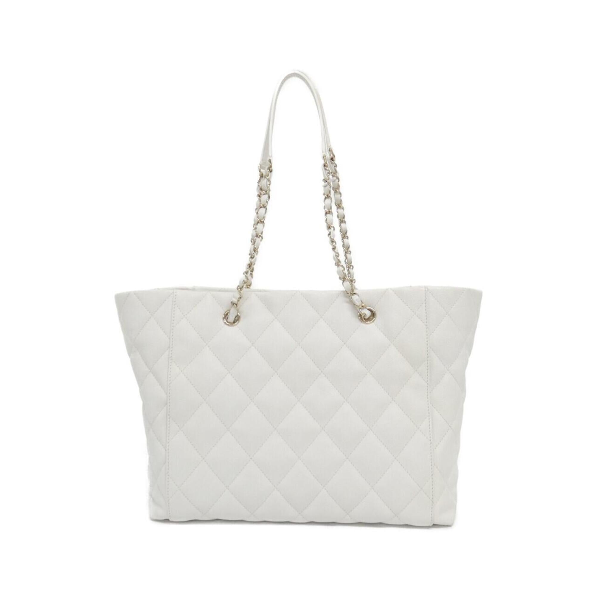 Chanel White Grained Calfskin Handbag Pouch (Pre-Owned)