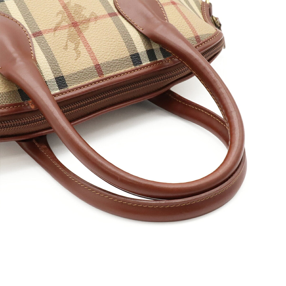 Burberry Beige Brown Black Leather Pvc Handbag (Pre-Owned)