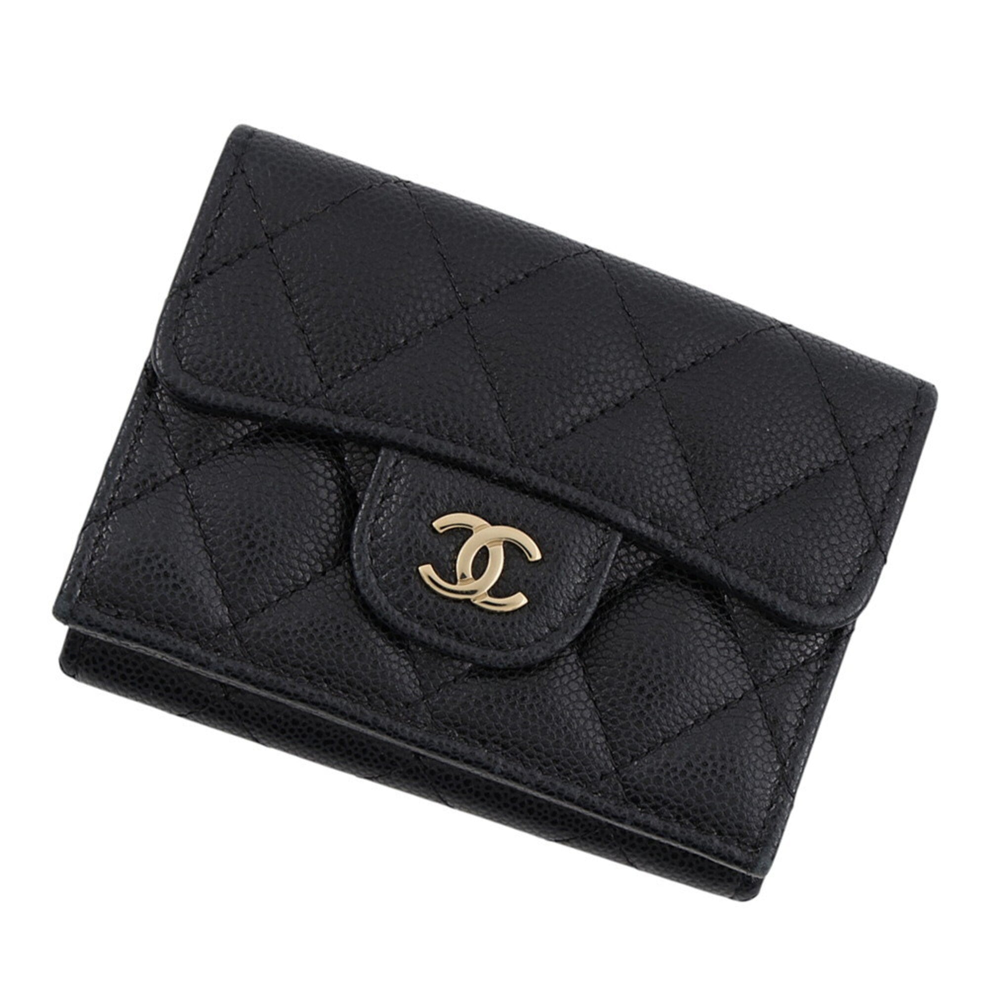 Chanel Matelasse Black Grained Calfskin Wallet (Tri-Fold) (Pre-Owned)