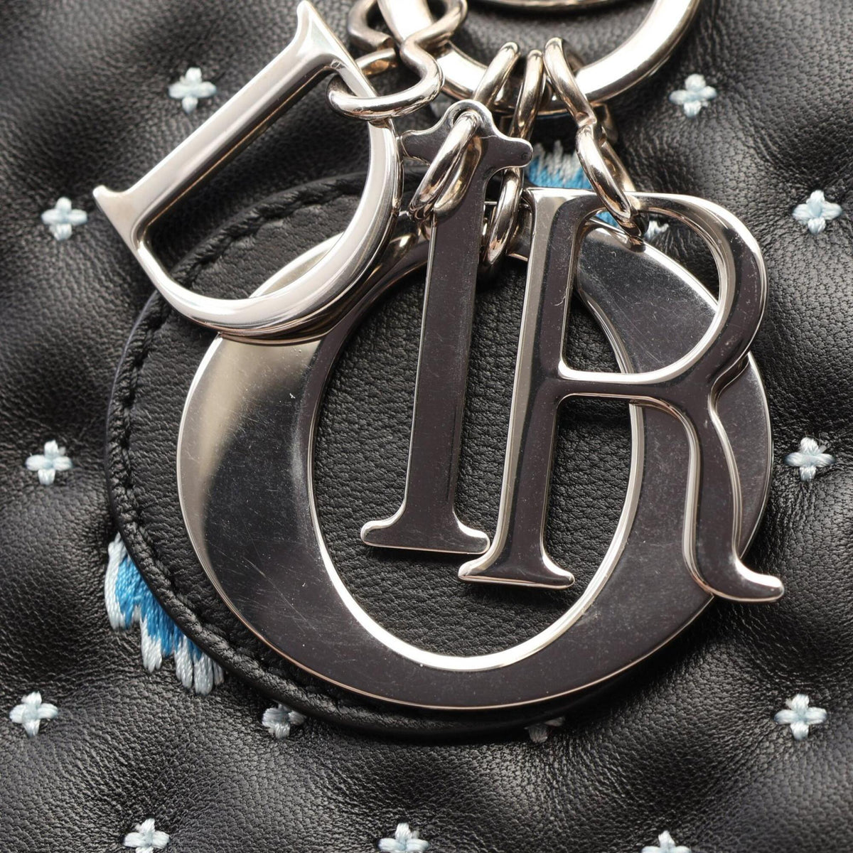 Christian Dior Black Blue White Leather Handbag (Pre-Owned)