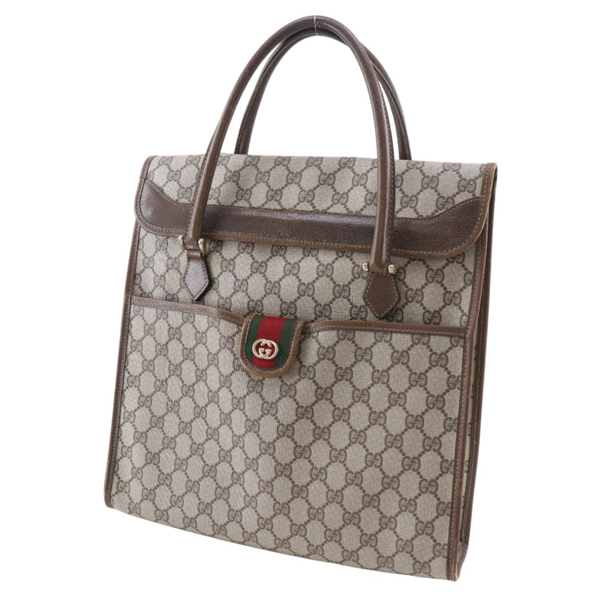 Gucci Sherry Line Brown Pvc Handbag (Pre-Owned)