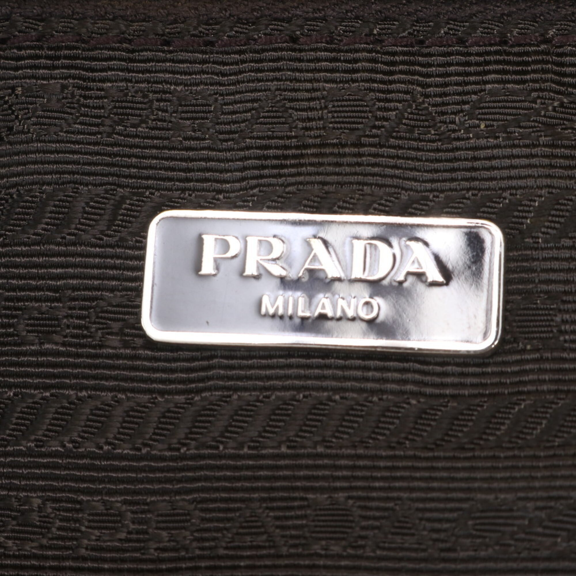 Prada Brown Yellow Nylon Leather Handbag Shoulder Bag Tote Bag (Pre-Owned)