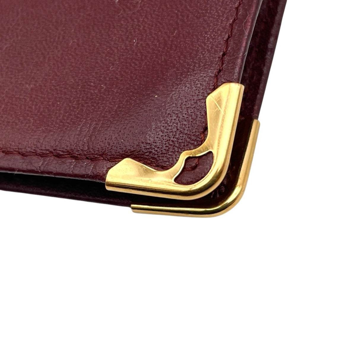 Cartier Bordeaux Gold Leather Clutch Bag Pouch (Pre-Owned)