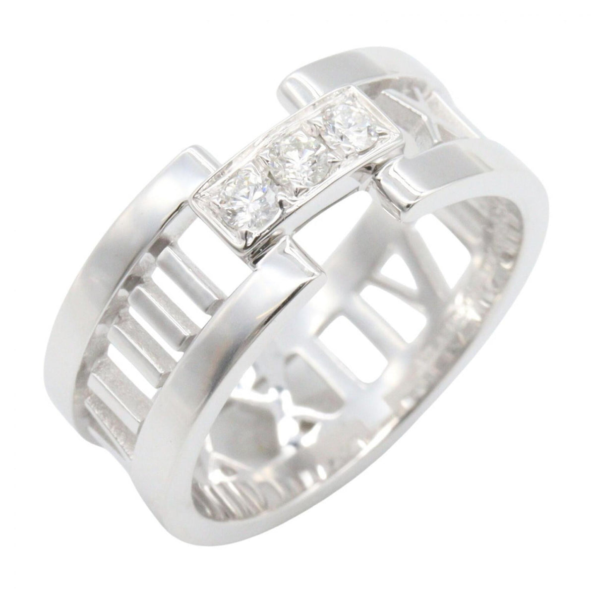 Tiffany Silver Clear White Gold (18K) Band Ring (Pre-Owned)