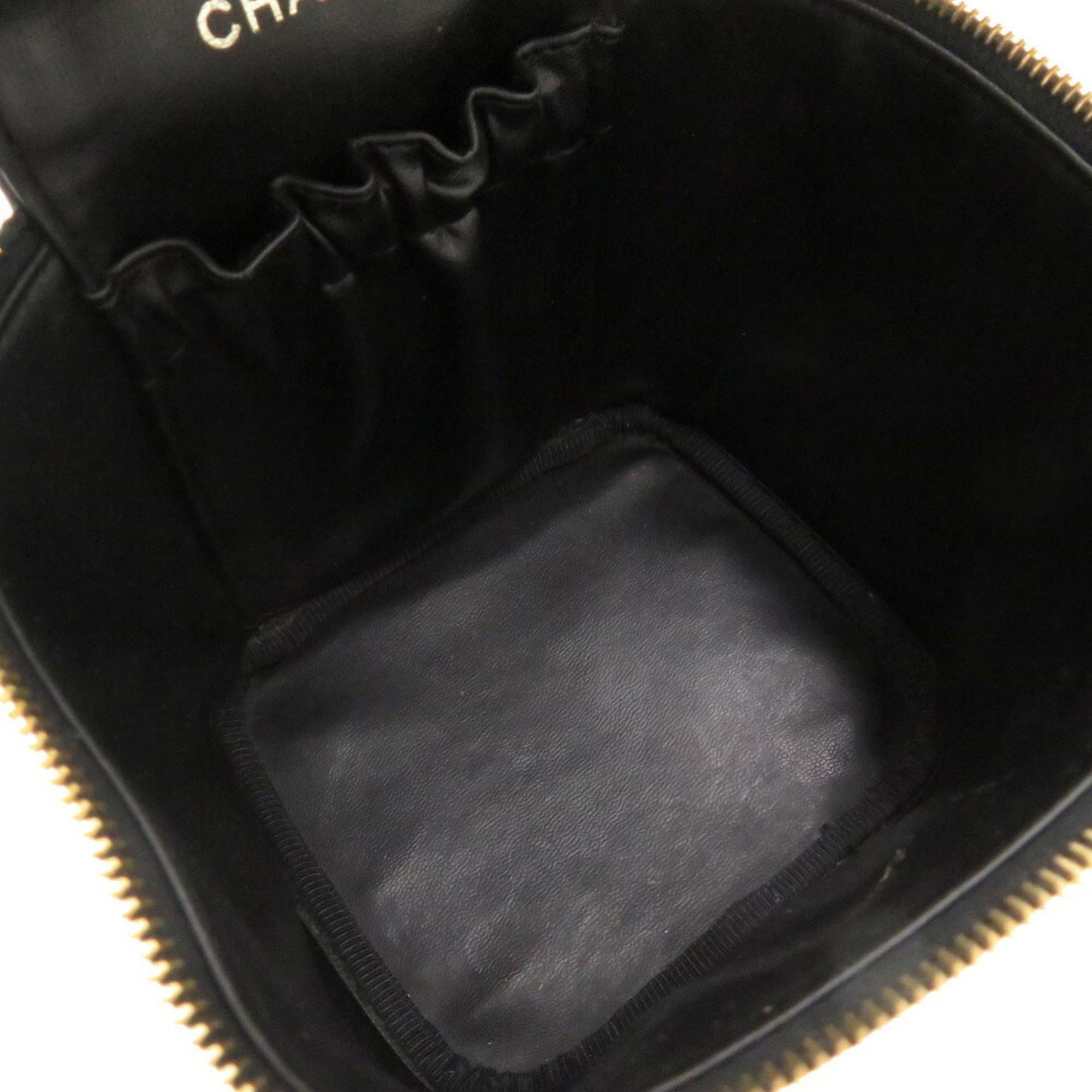 Chanel Black Grained Calfskin Handbag Vanity Bag (Pre-Owned)