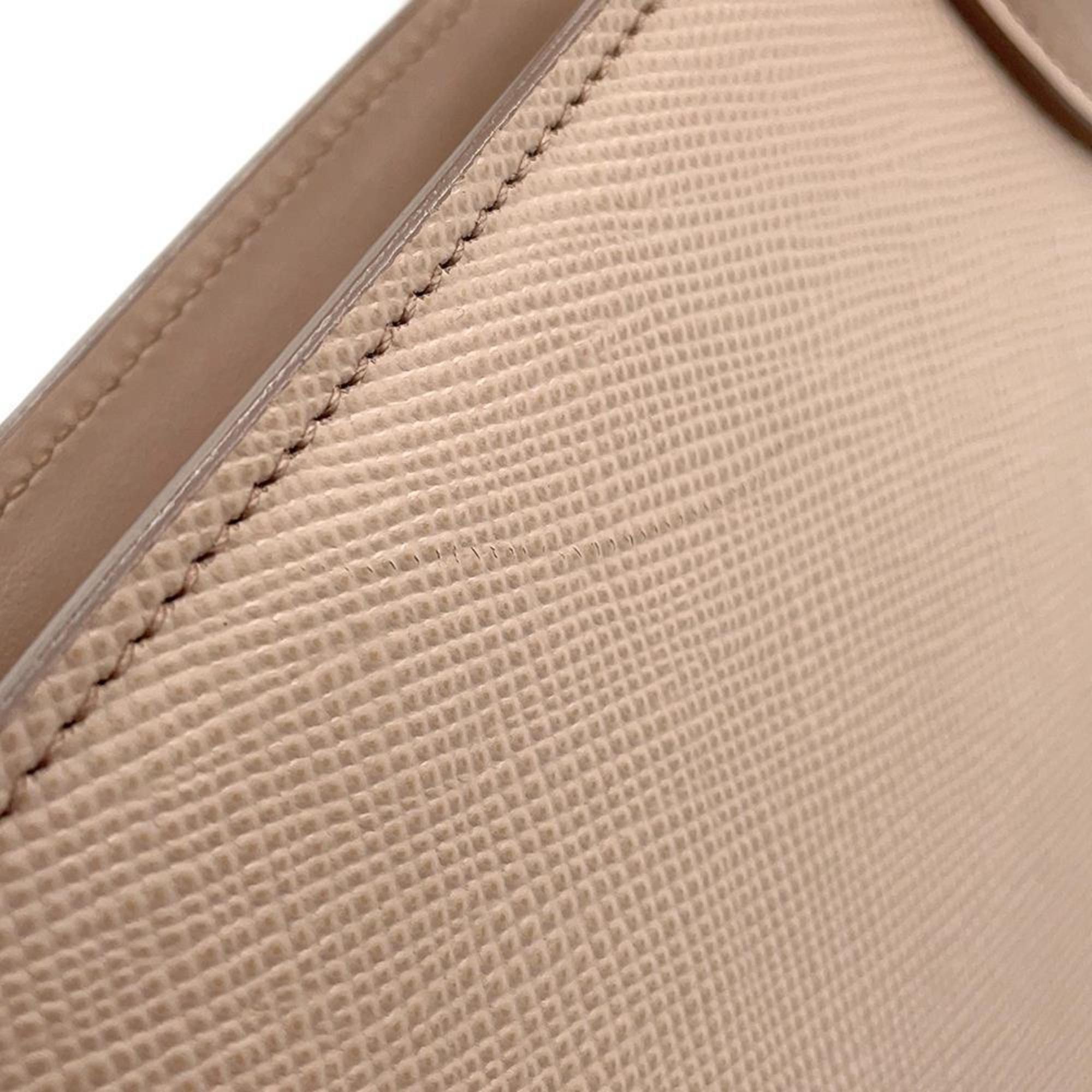 Prada Pink Beige Leather Handbag Tote Bag (Pre-Owned)