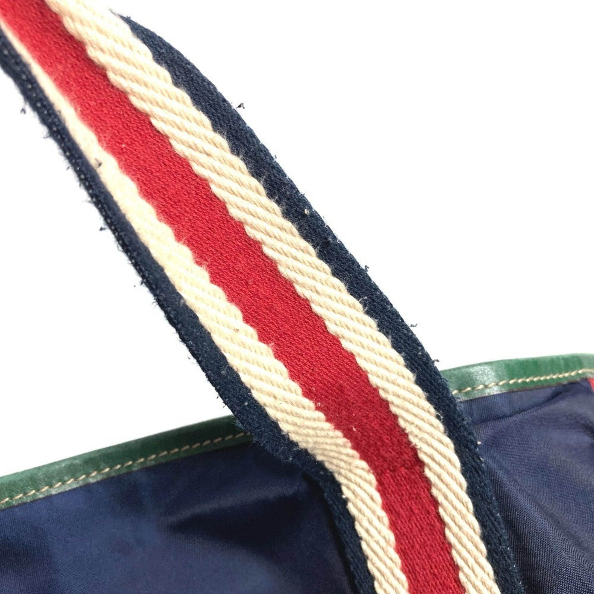 Gucci Navy Red Color Nylon Shoulder Bag Tote Bag (Pre-Owned)