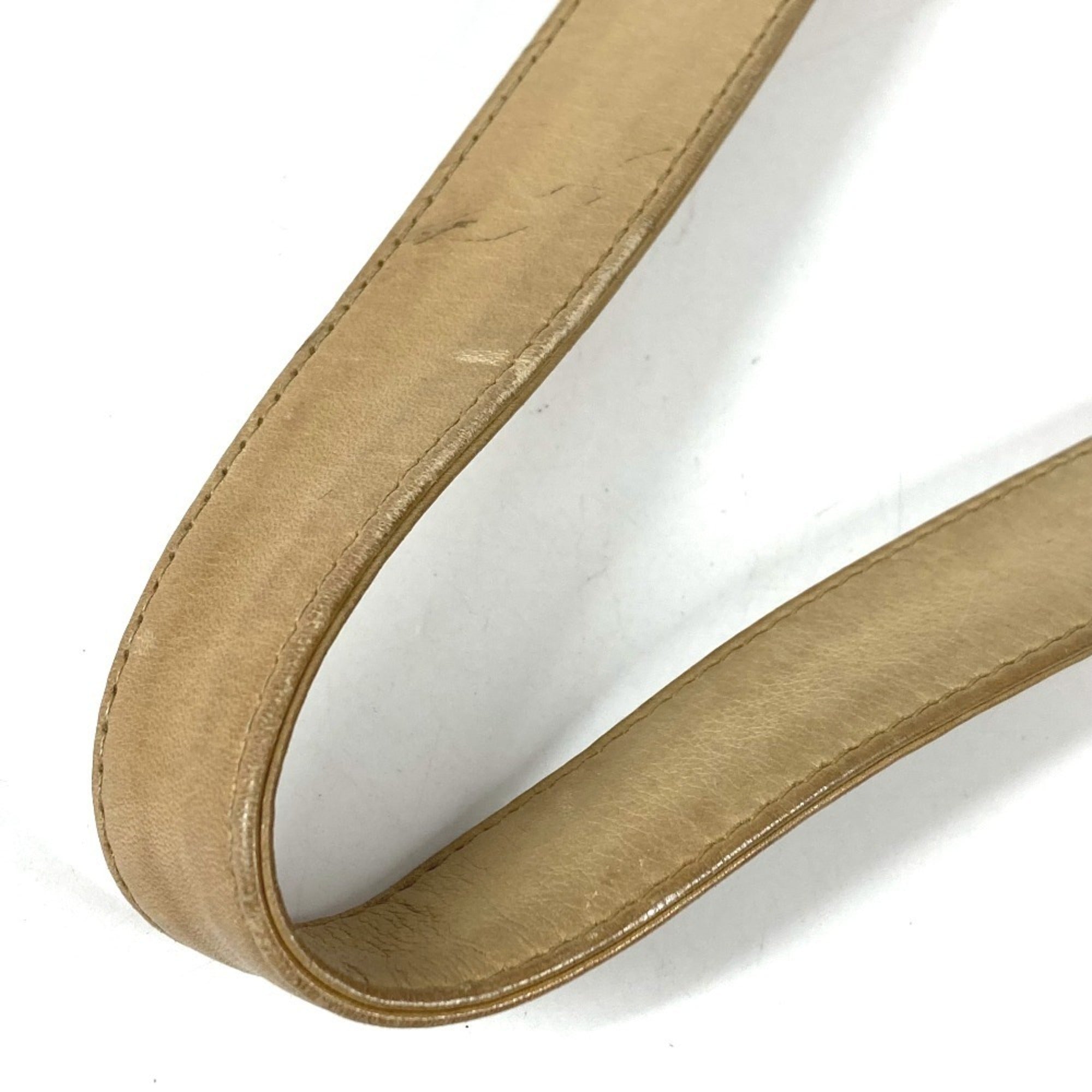Chanel Beige Leather Handbag Pouch Shoulder Bag (Pre-Owned)