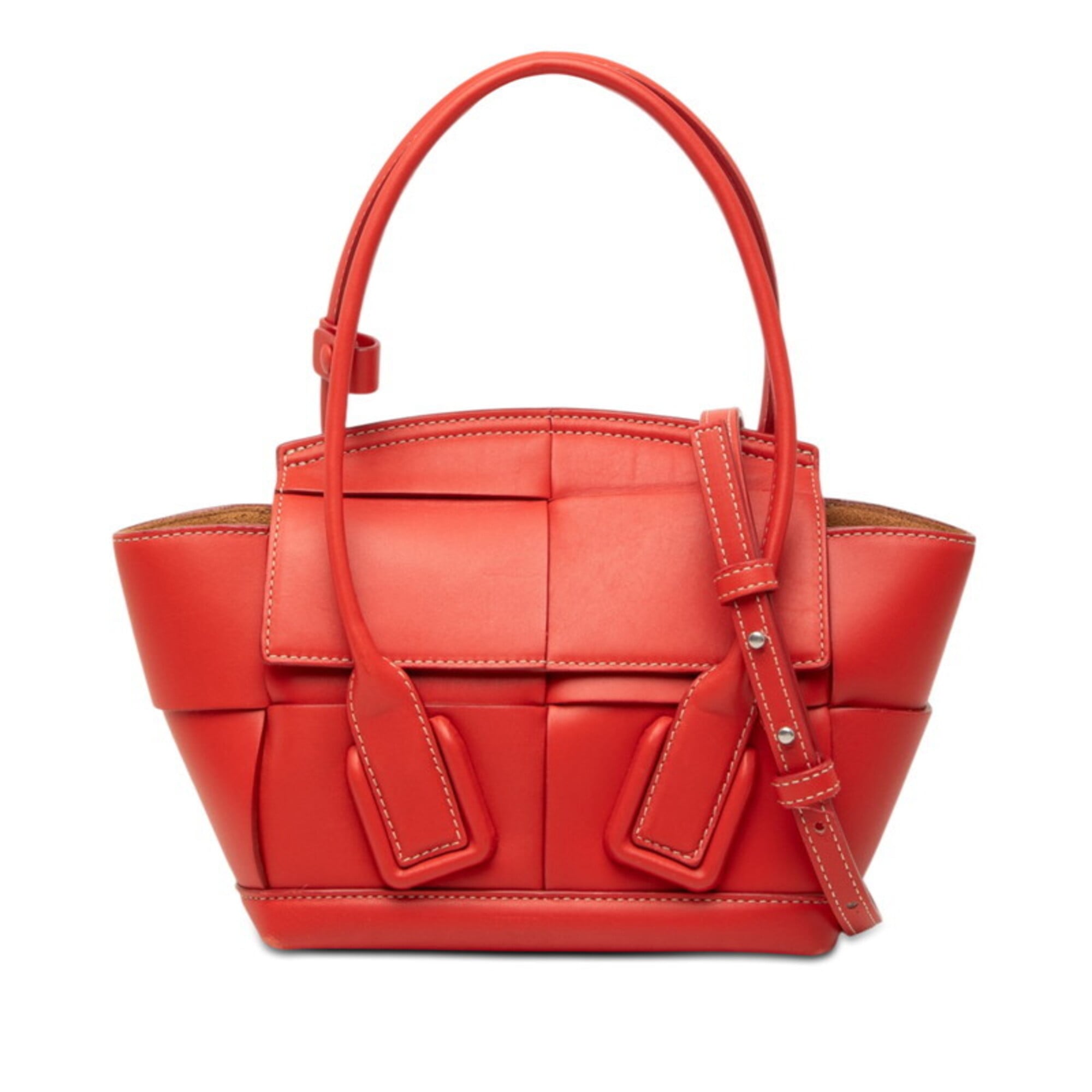 Bottega Veneta Red Color Leather Handbag Shoulder Bag (Pre-Owned)