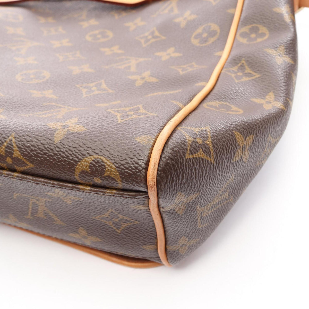 Louis Vuitton Brown Leather Coated Canvas Handbag Shoulder Bag (Pre-Owned)