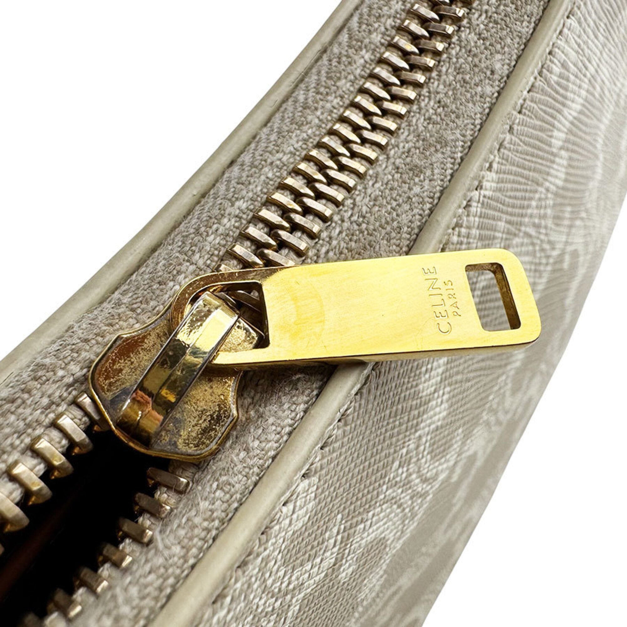 Celine Brown Grayish Coated Canvas Leather Handbag (Pre-Owned)