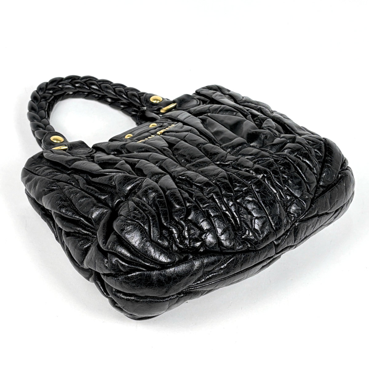 Miu Miu Matelasse Black Leather Handbag (Pre-Owned)