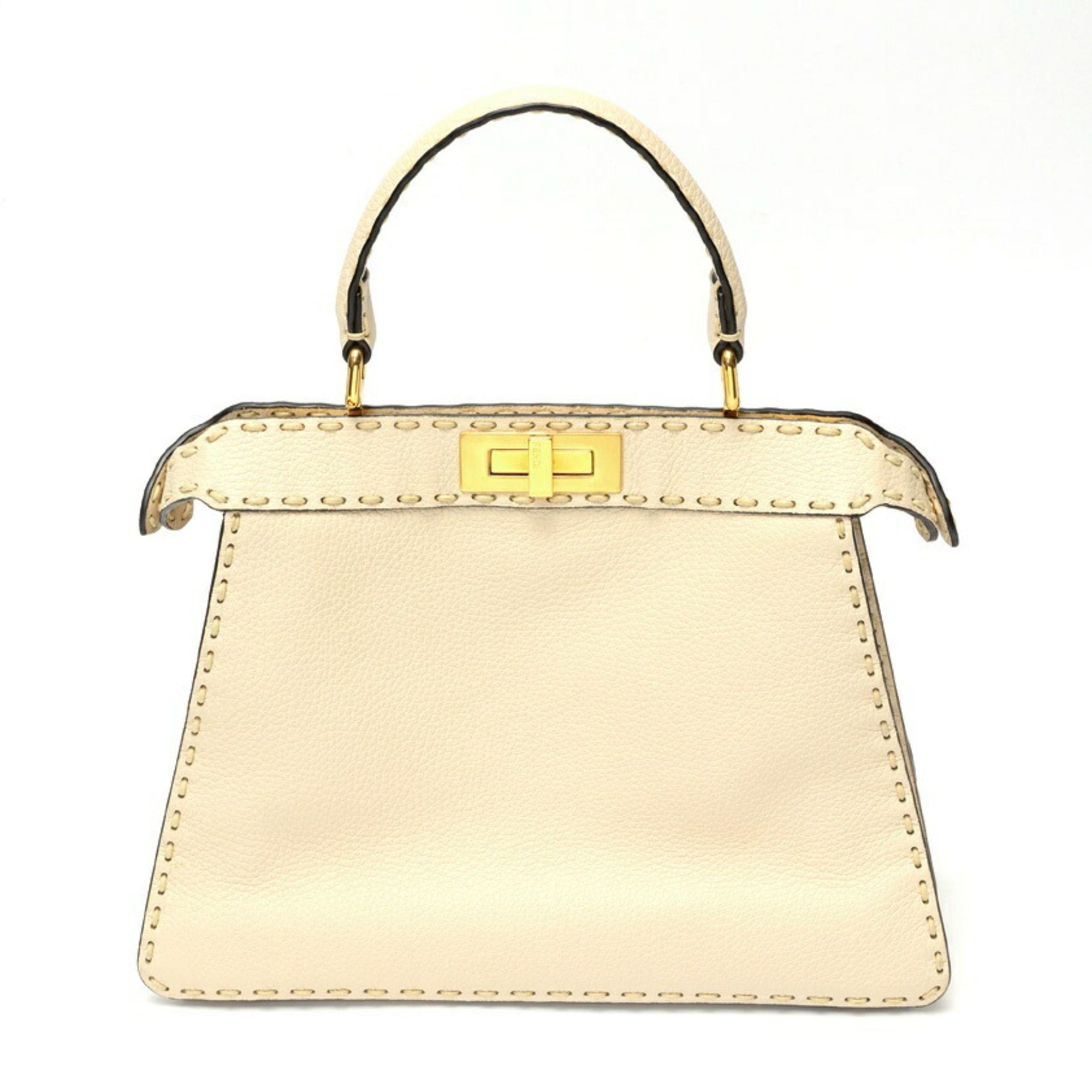 Fendi Ivory Leather Handbag Shoulder Bag (Pre-Owned)