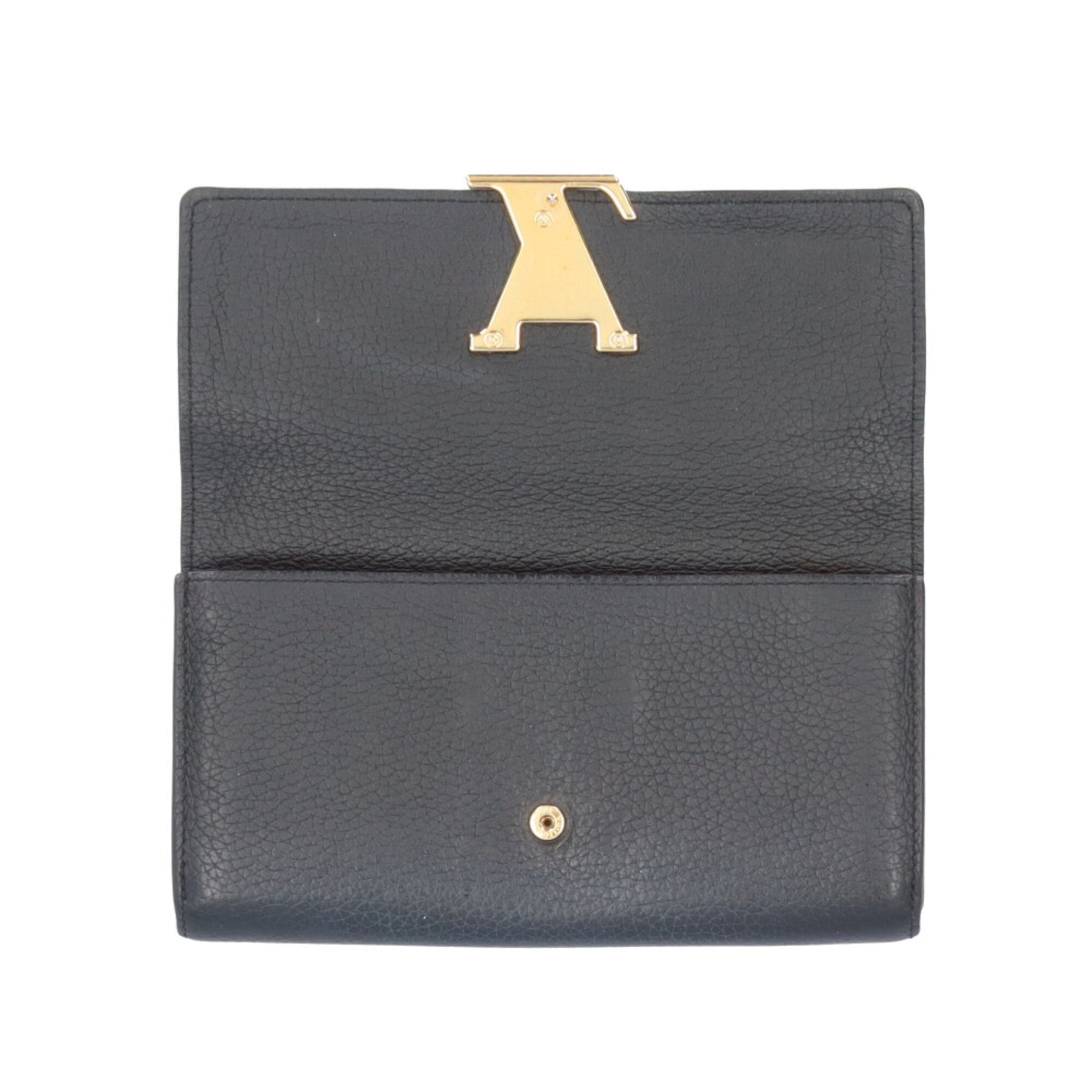 Louis Vuitton Black Fuchsia Pink Leather Long Wallet (Bi-Fold) (Pre-Owned)
