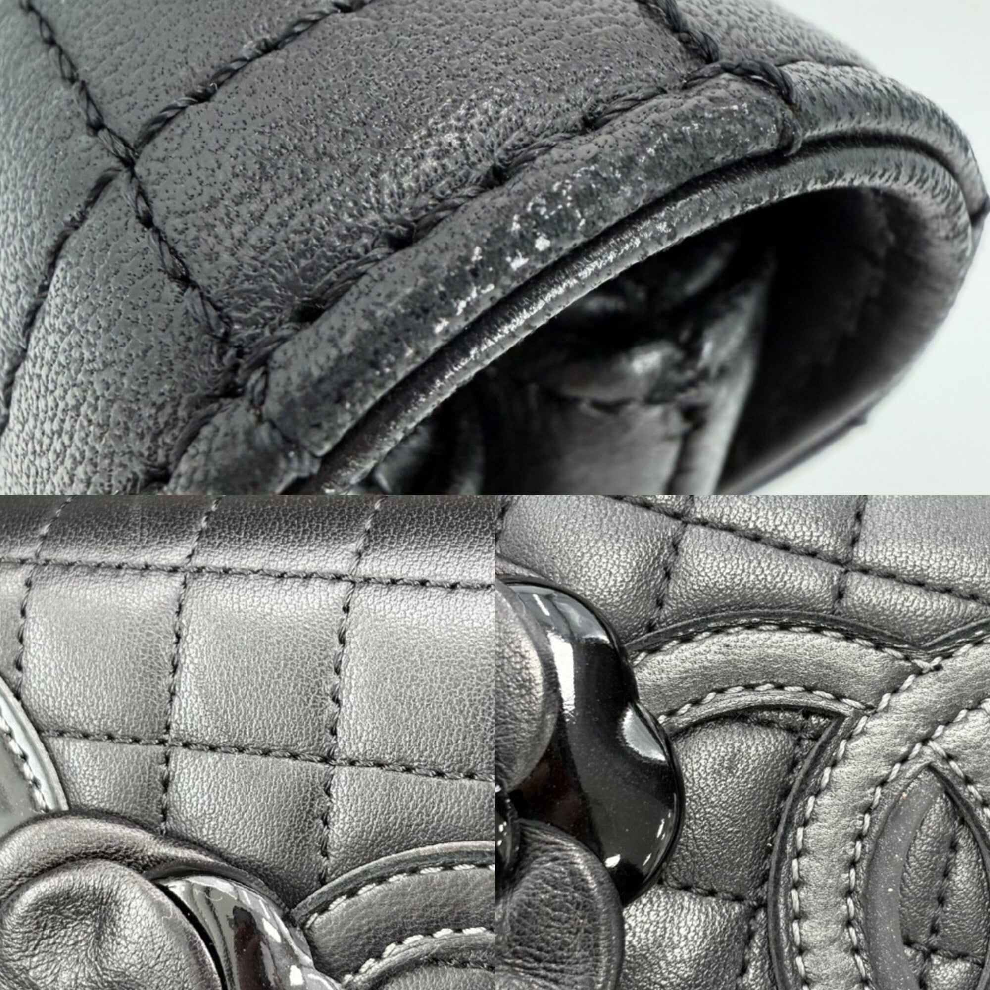 Chanel Chocolate Bar Black Leather Handbag Shoulder Bag (Pre-Owned)