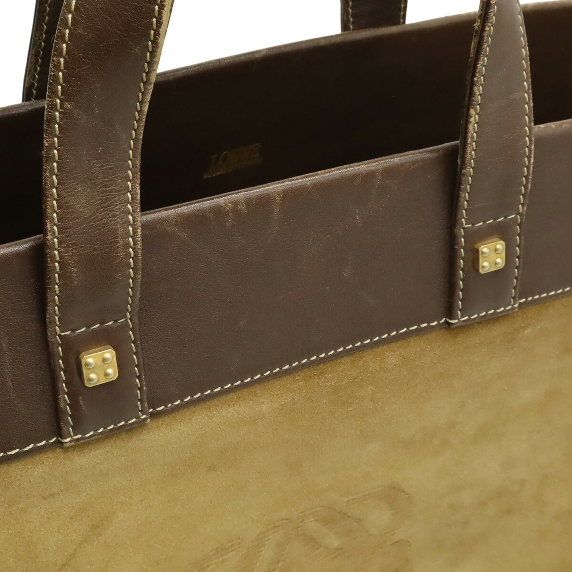 Loewe Beige Dark Brown Khaki Suede Tote Bag (Pre-Owned)